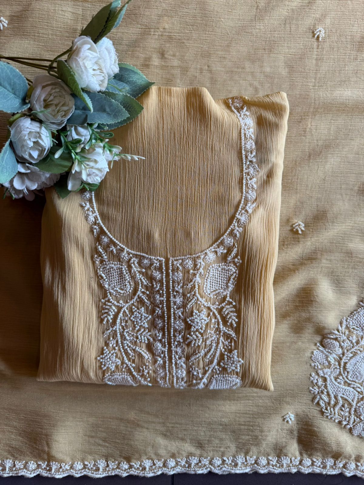 White thread and Nalki embroidery stunning suit set