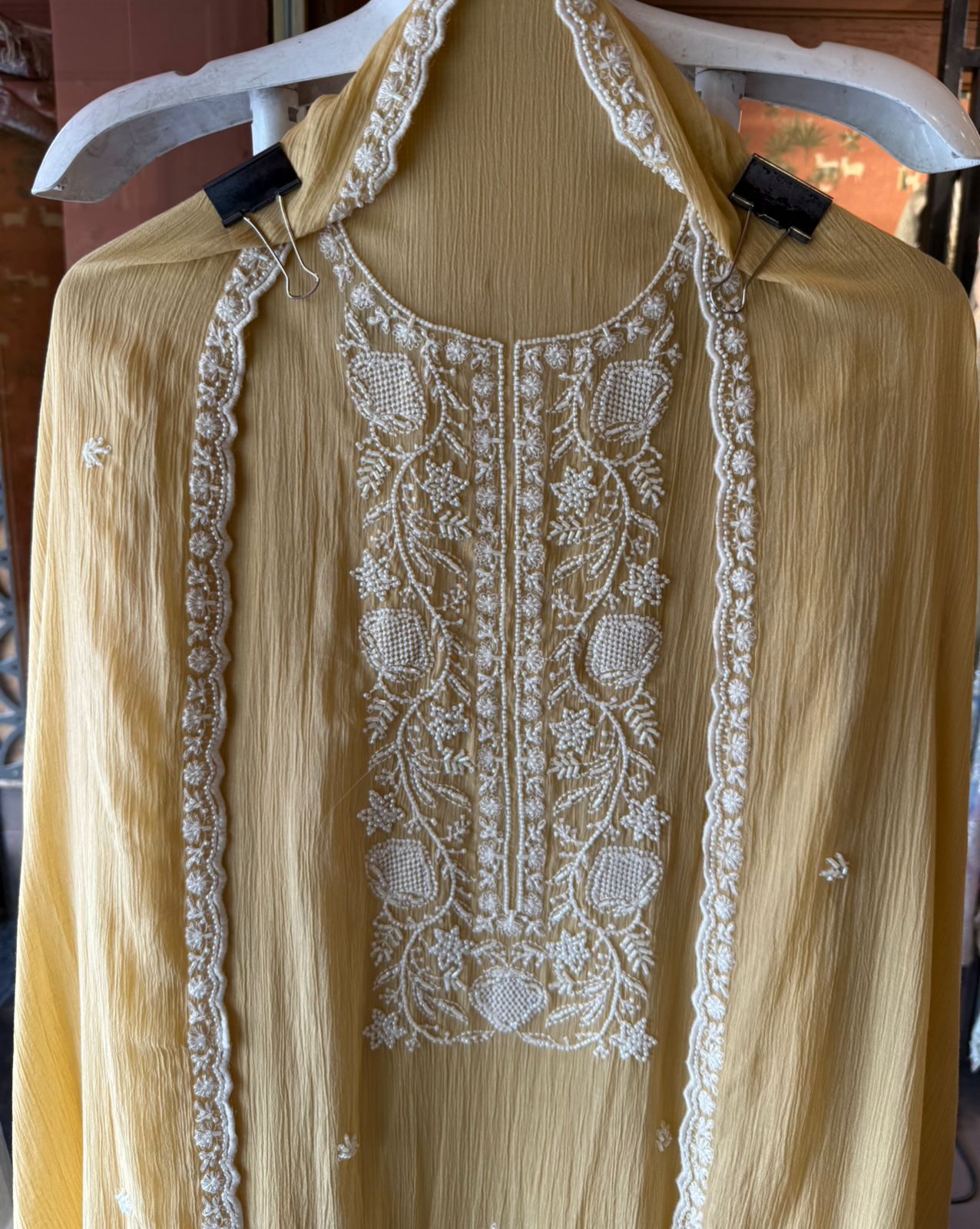 White thread and Nalki embroidery stunning suit set