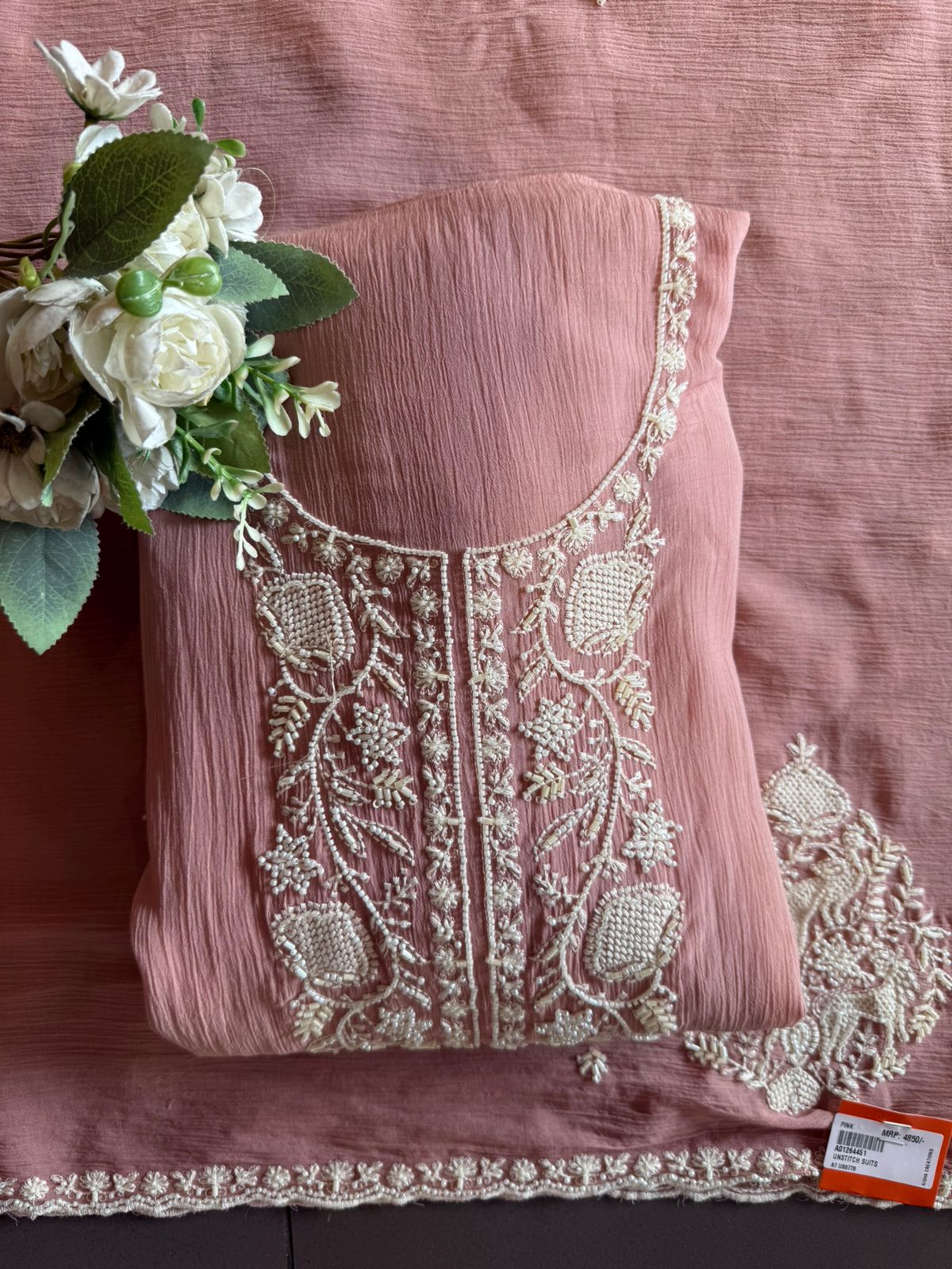 White thread and Nalki embroidery stunning suit set