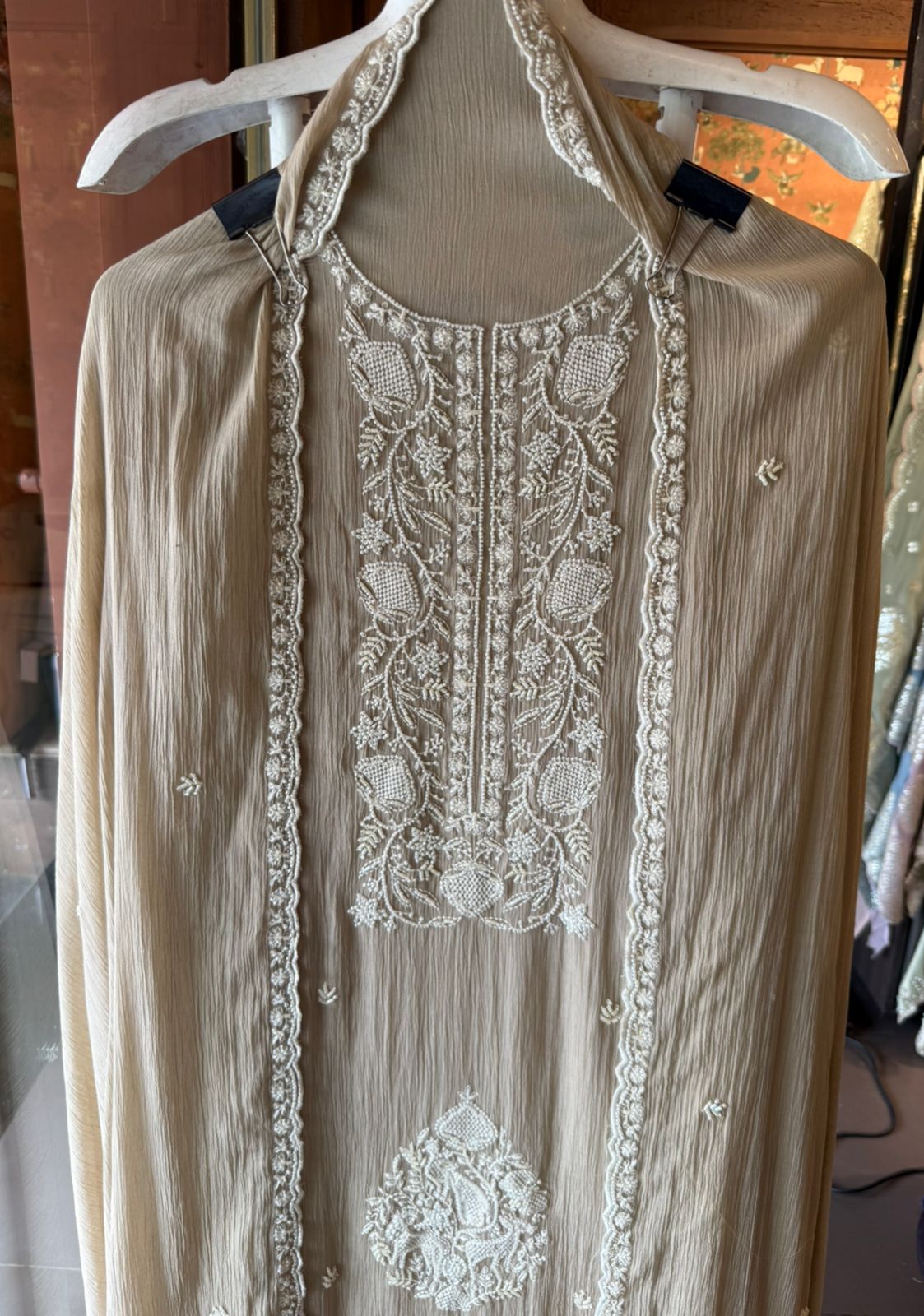 White thread and Nalki embroidery stunning suit set