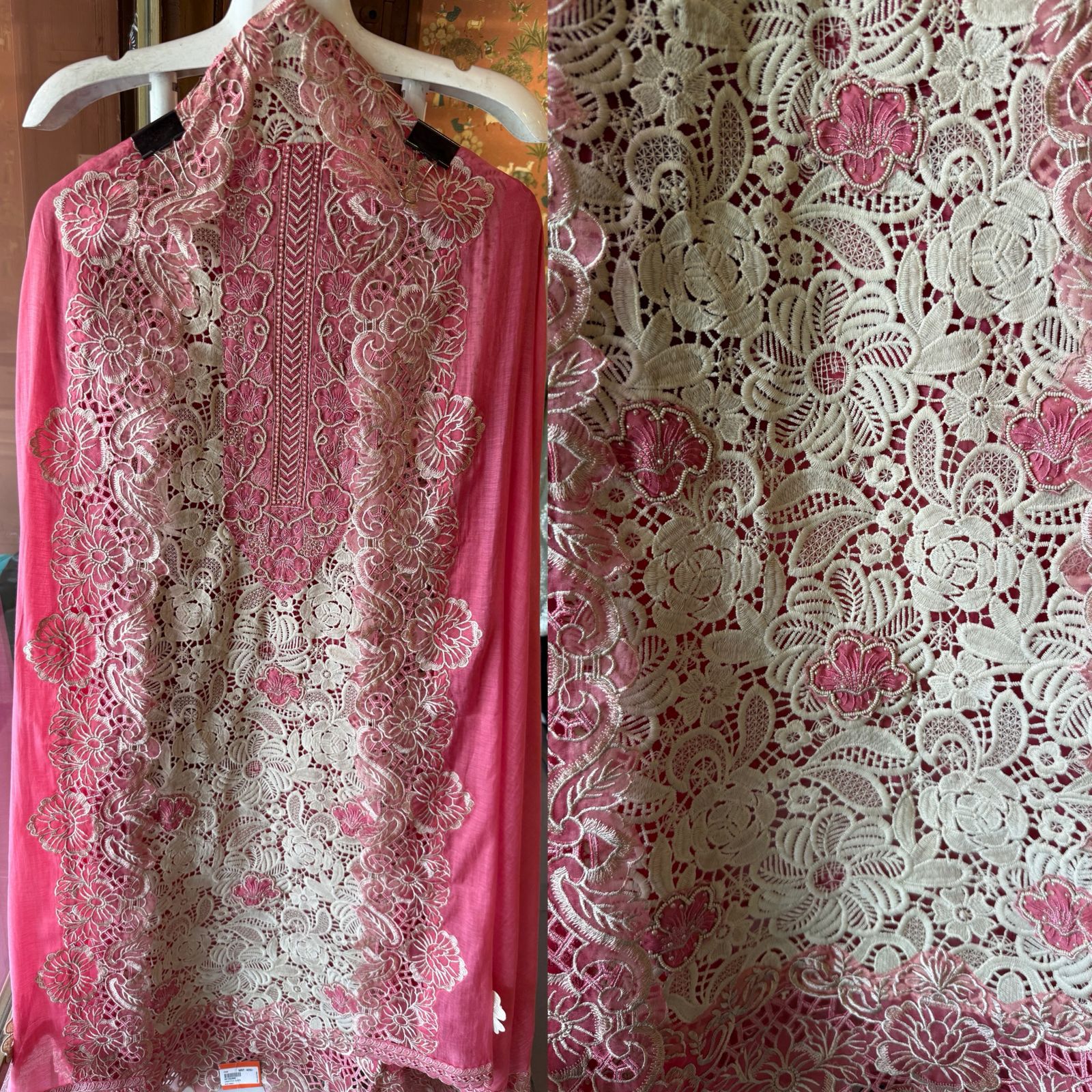 Intricate cutwork lace Embroidered Suit