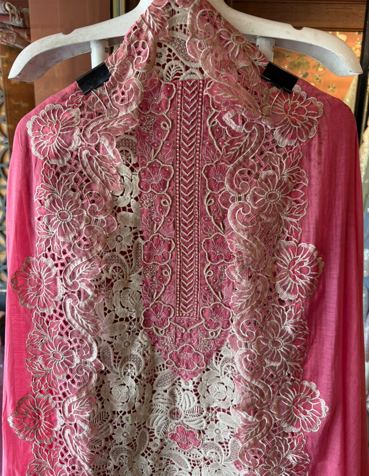 Intricate cutwork lace Embroidered Suit