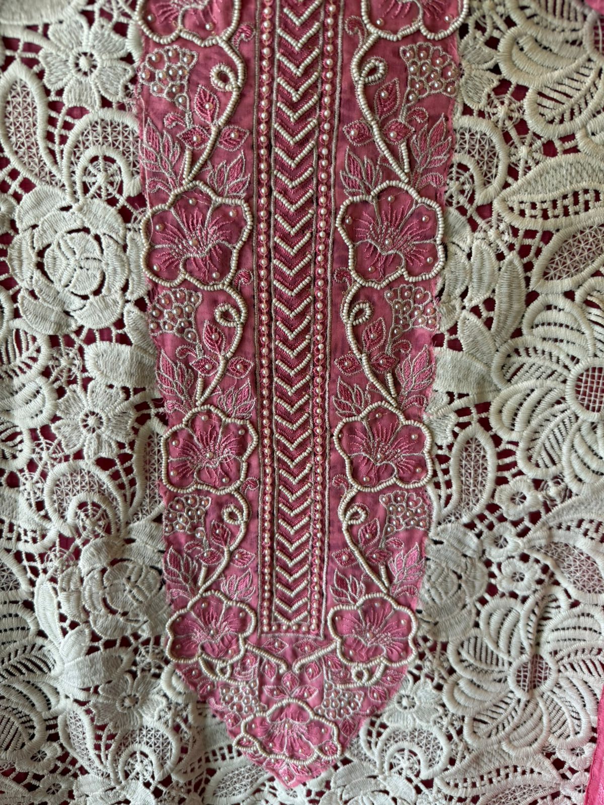 Intricate cutwork lace Embroidered Suit