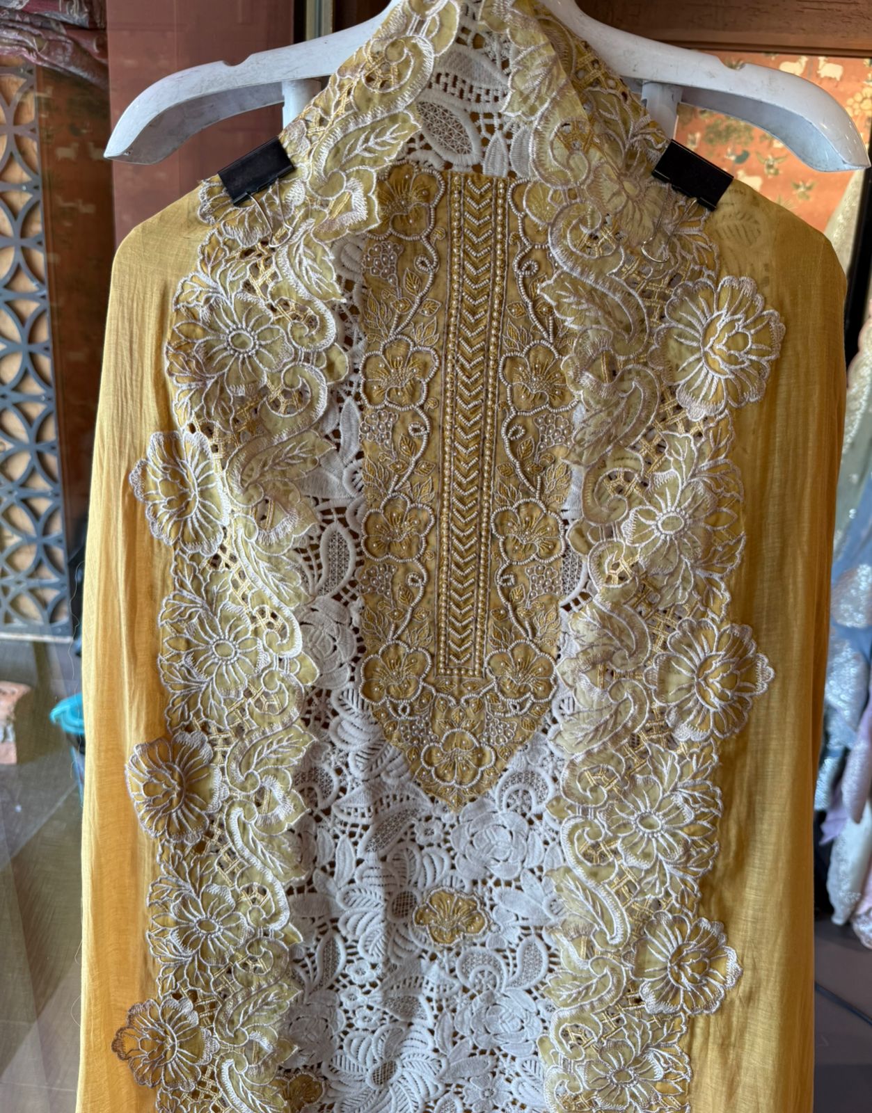 Intricate cutwork lace Embroidered Suit