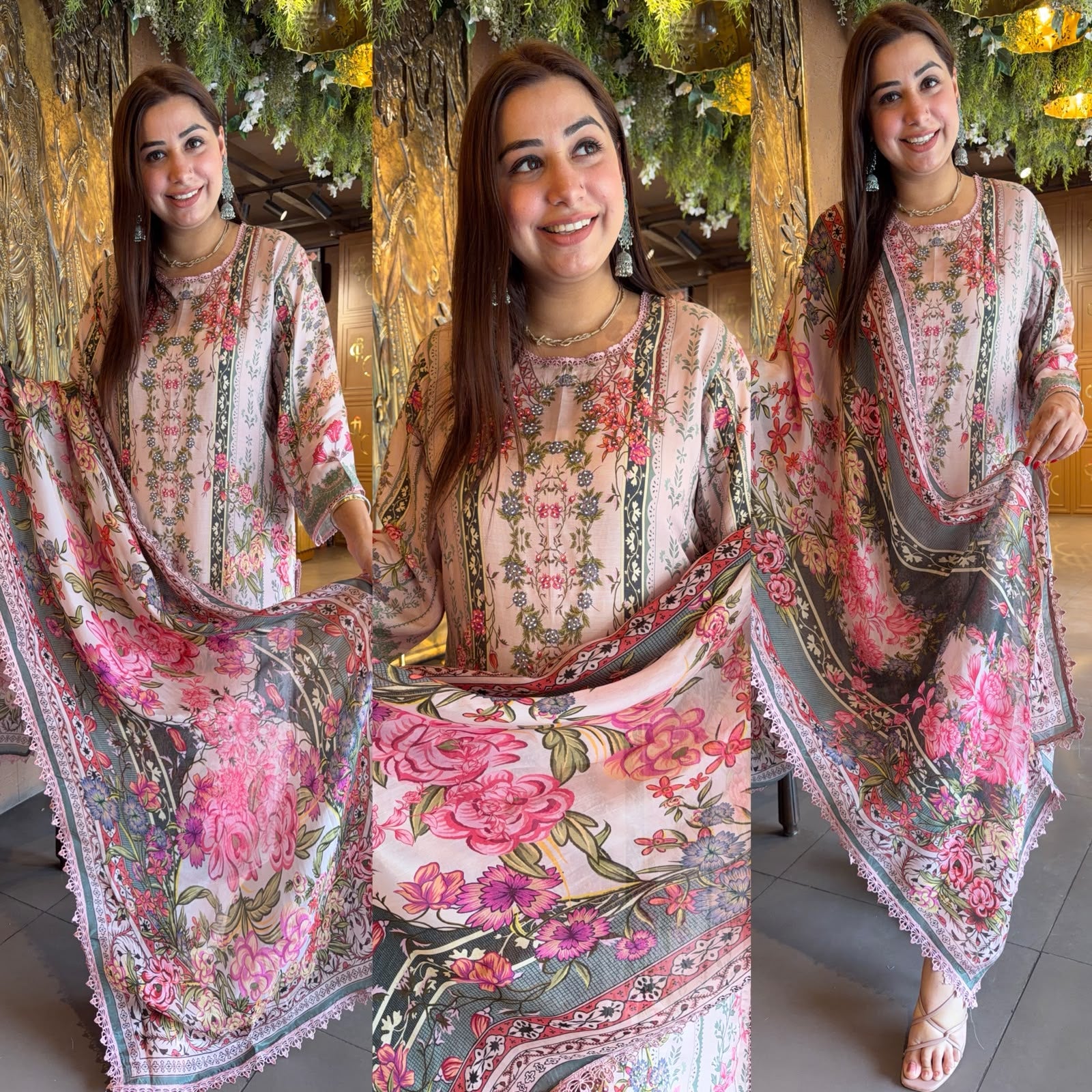 Blush Pink Floral Pakistani Printed Readymade suit