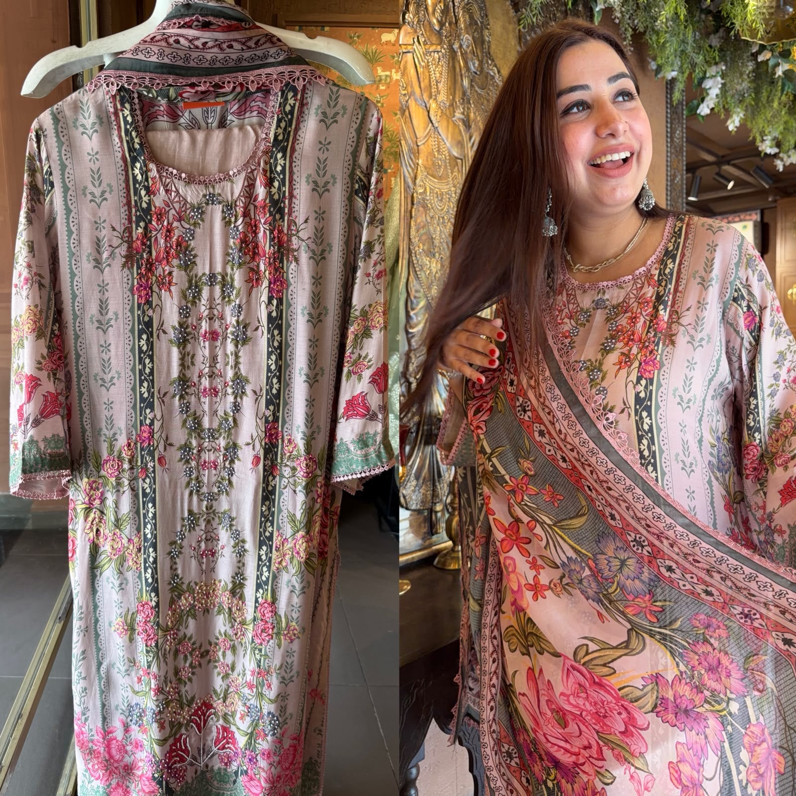 Blush Pink Floral Pakistani Printed Readymade suit
