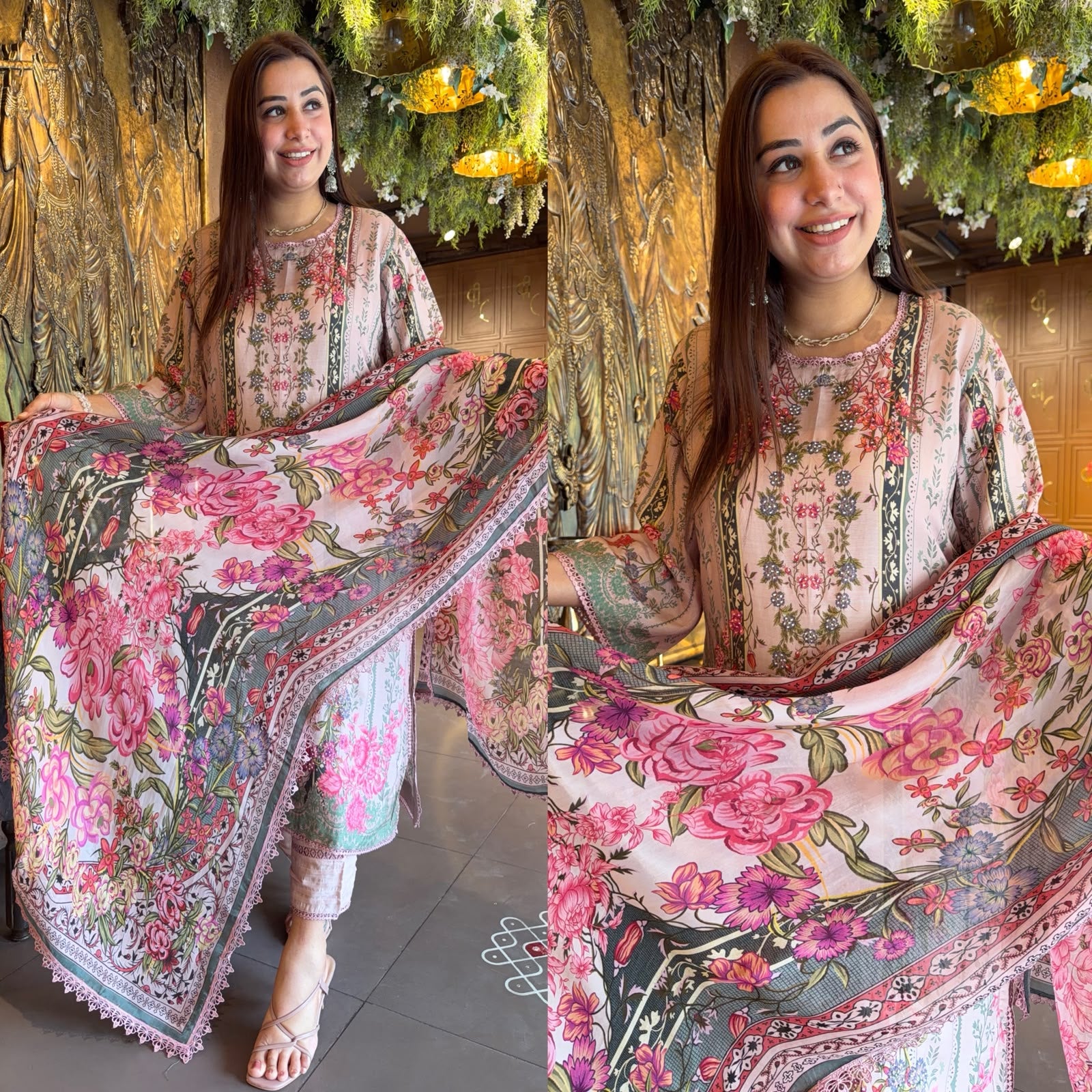 Blush Pink Floral Pakistani Printed Readymade suit