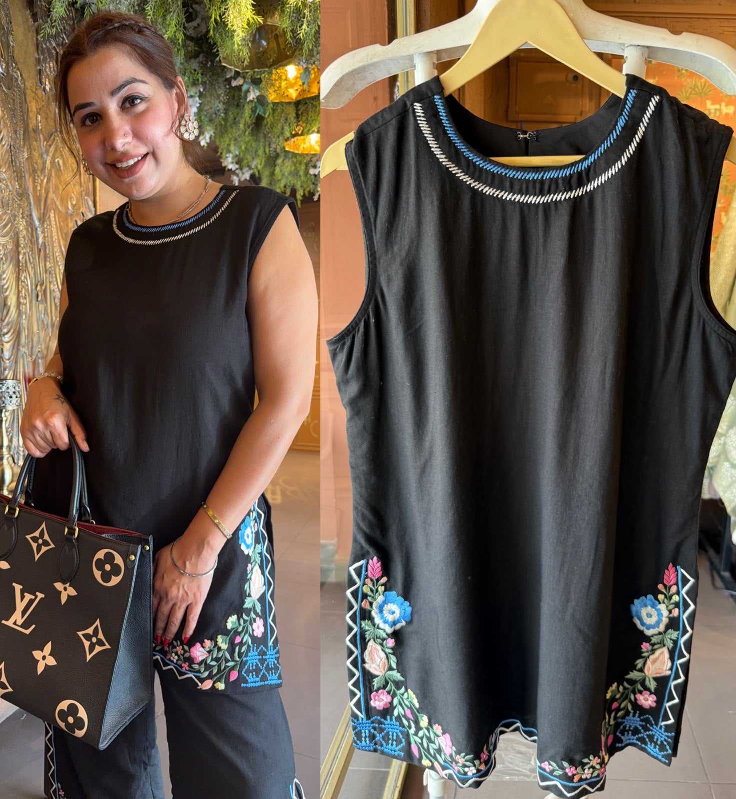 Black Embroidered Co-ord Set