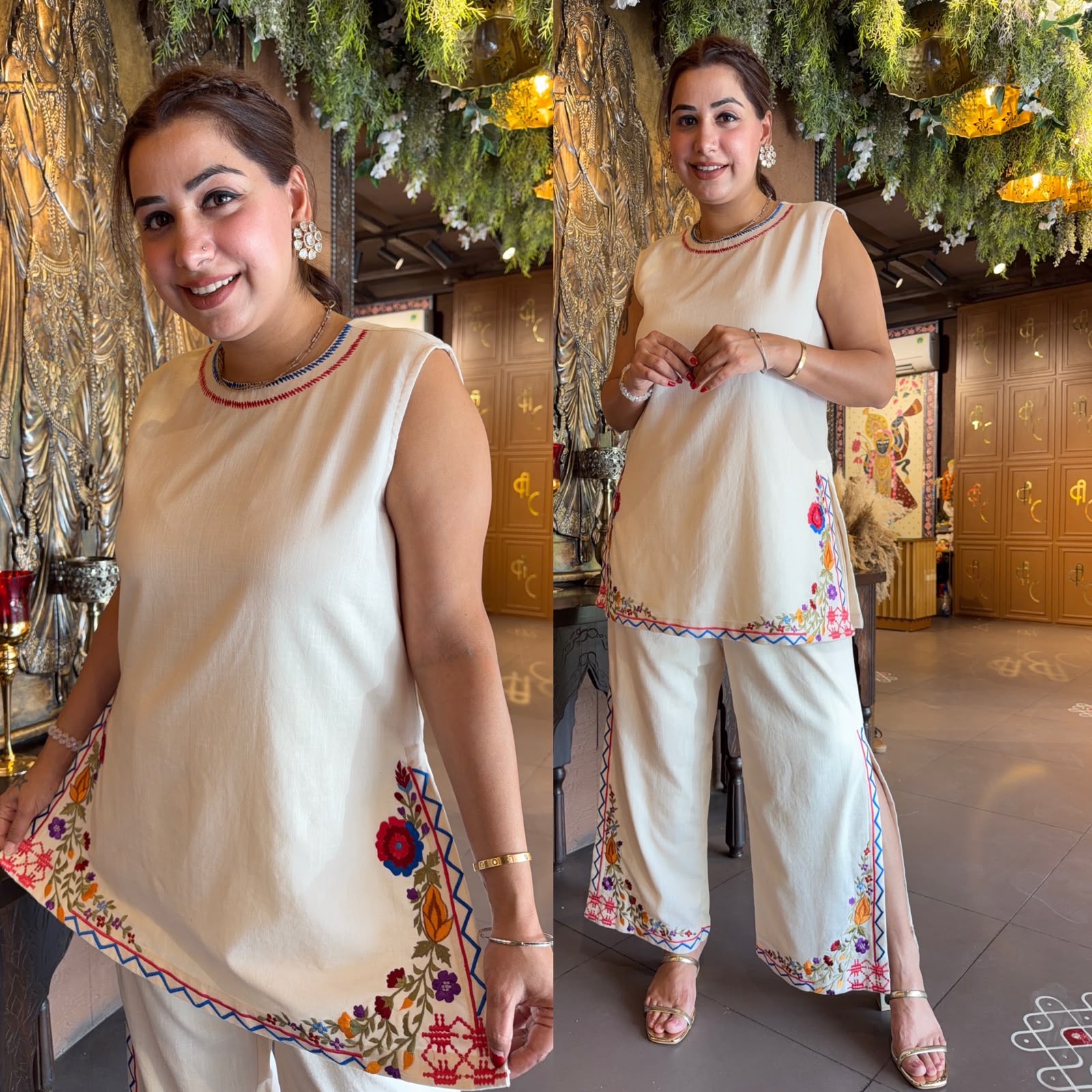 Pure Linen Embroidered Co-ord Set
