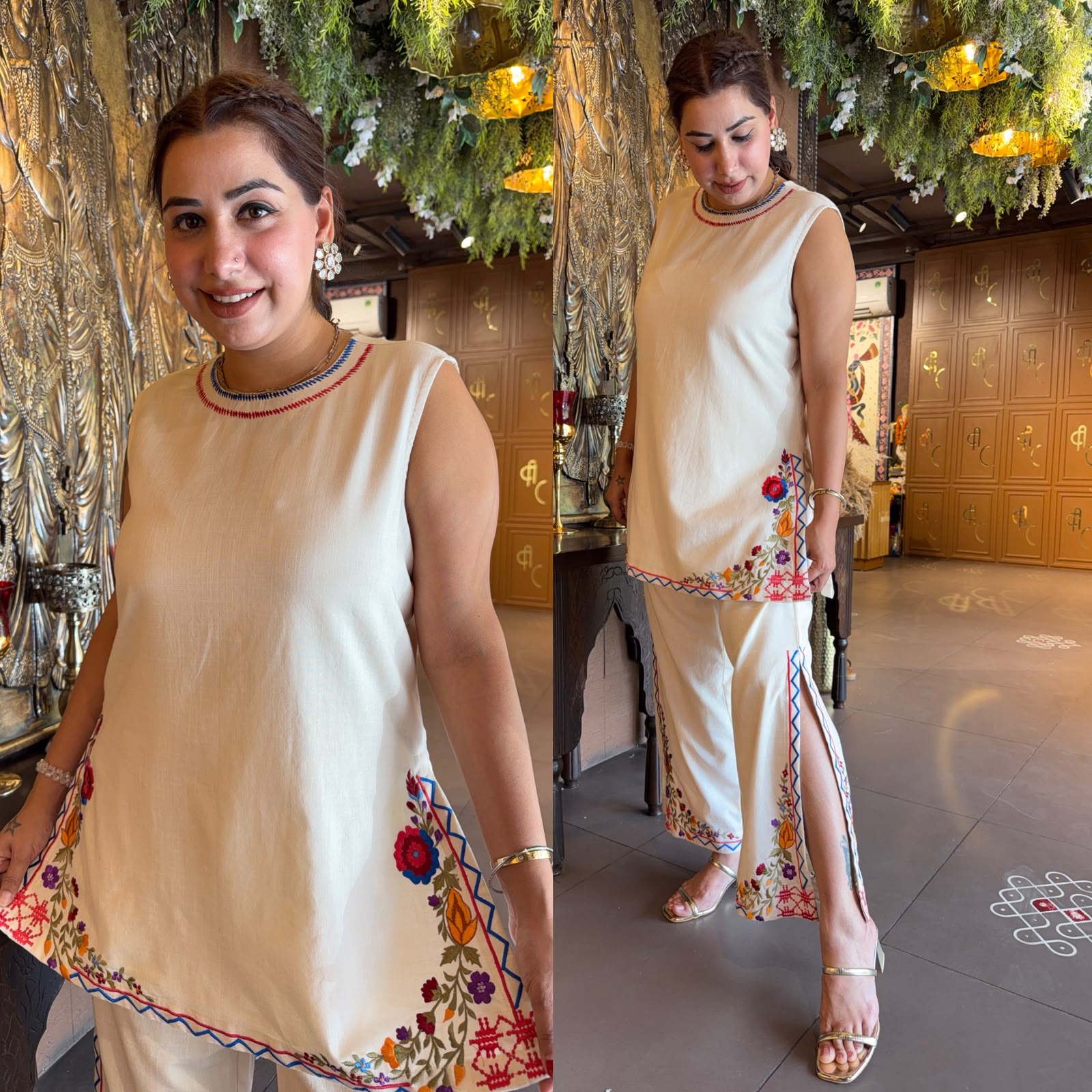 Pure Linen Embroidered Co-ord Set