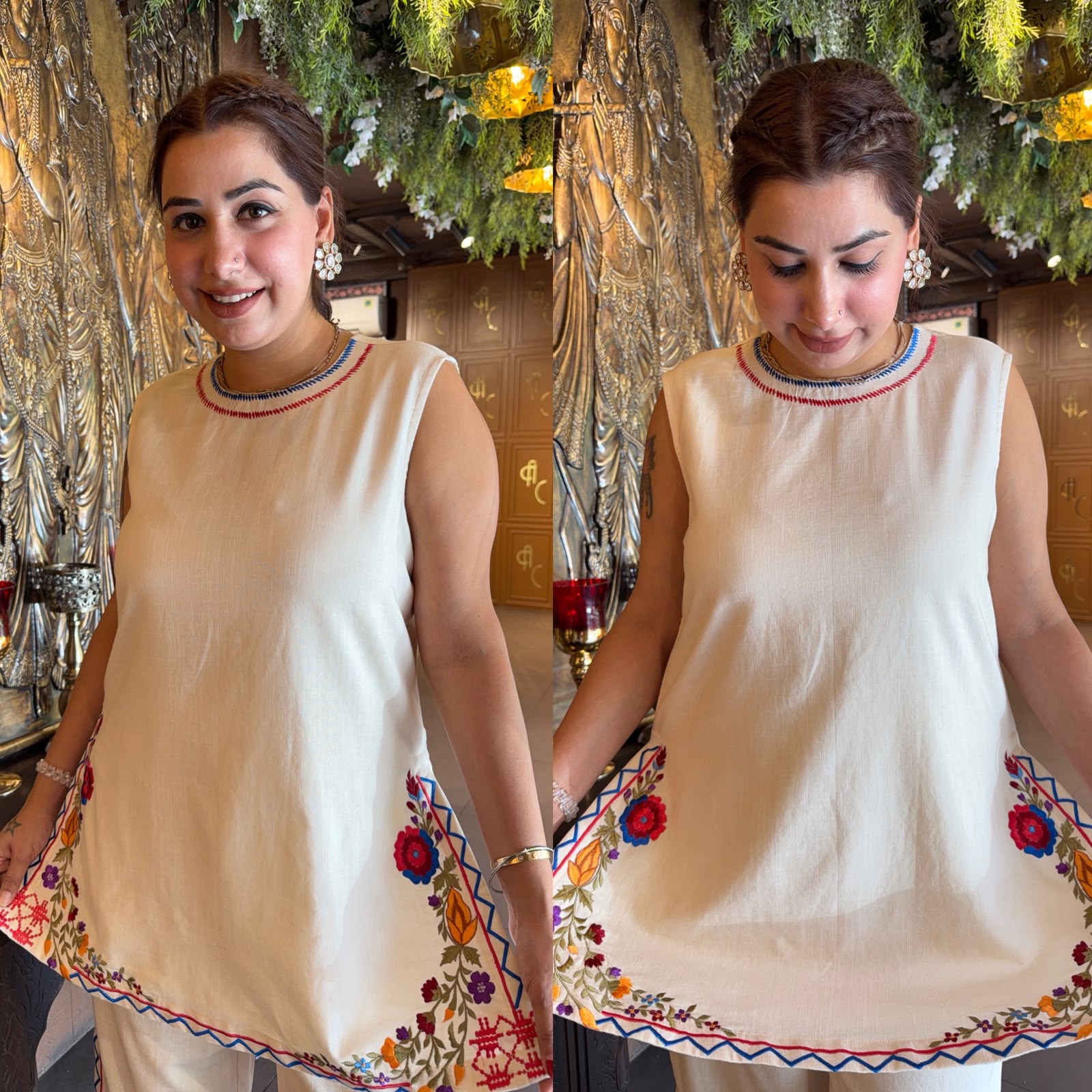 Pure Linen Embroidered Co-ord Set