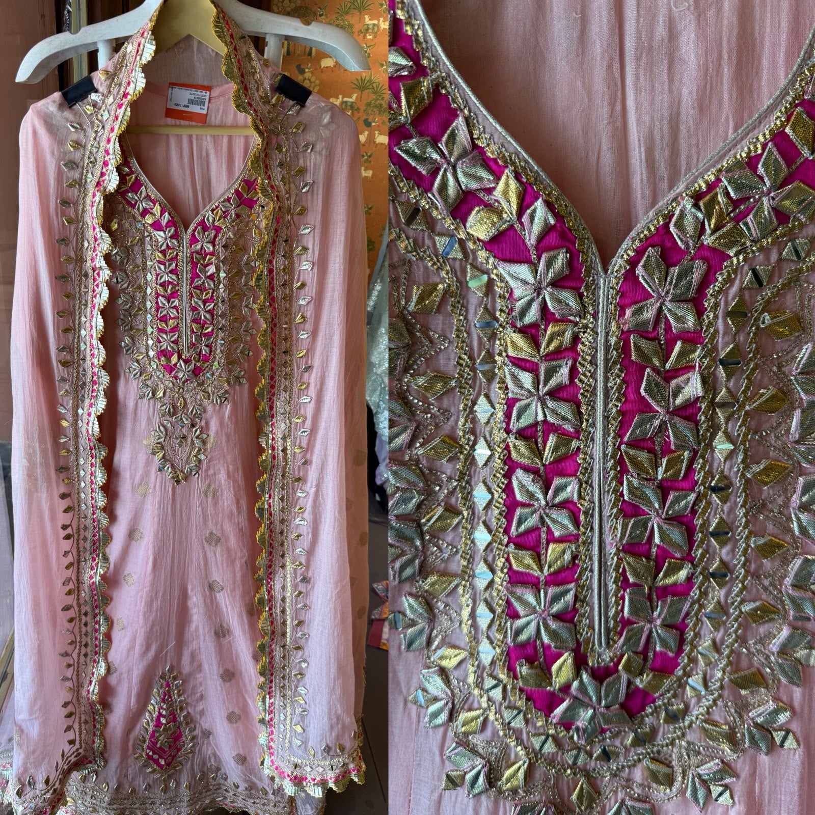 Mul Gota Patti Anarkali Suit Set