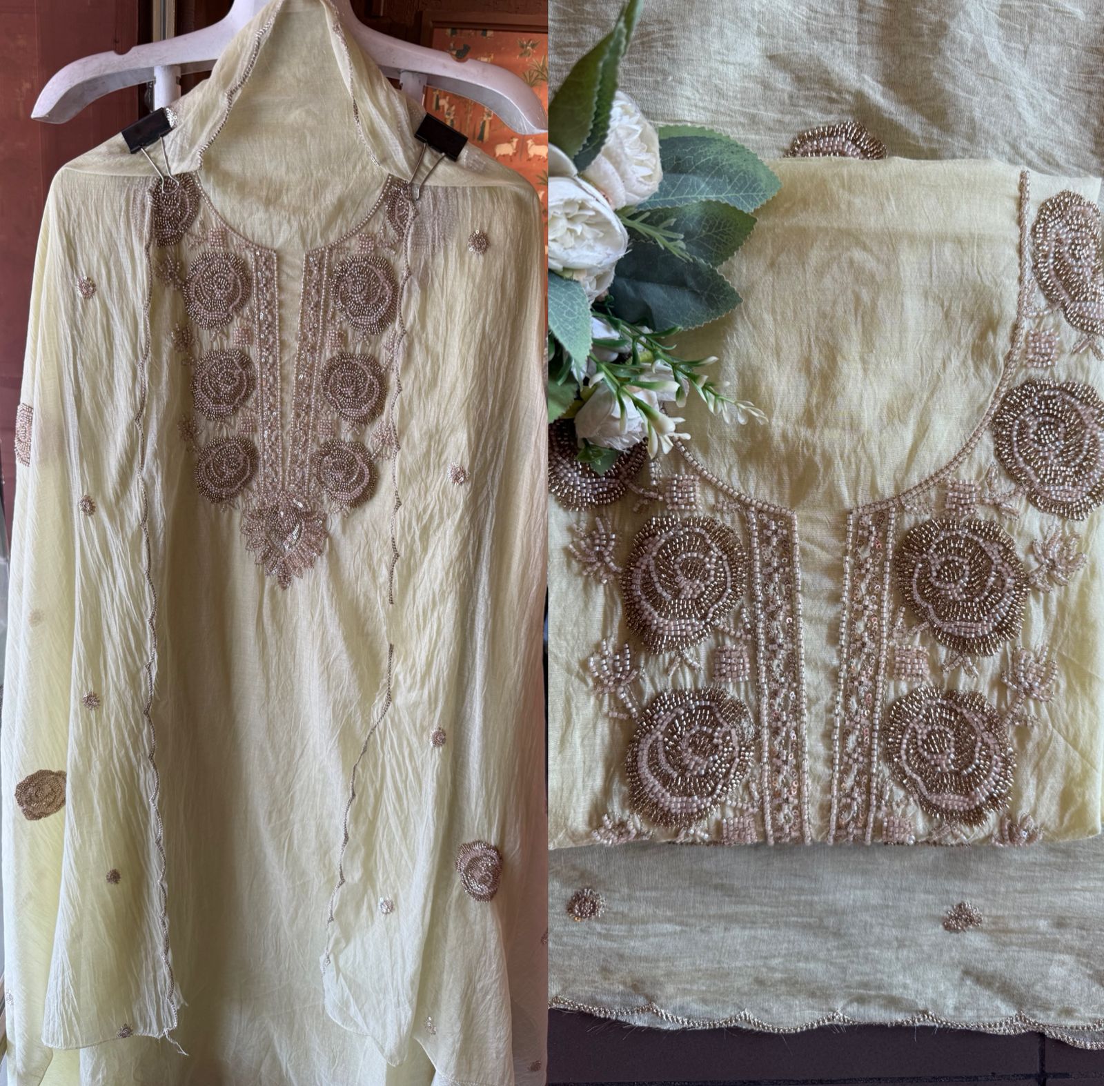 Hand-Embellished Unstitched Suit Set