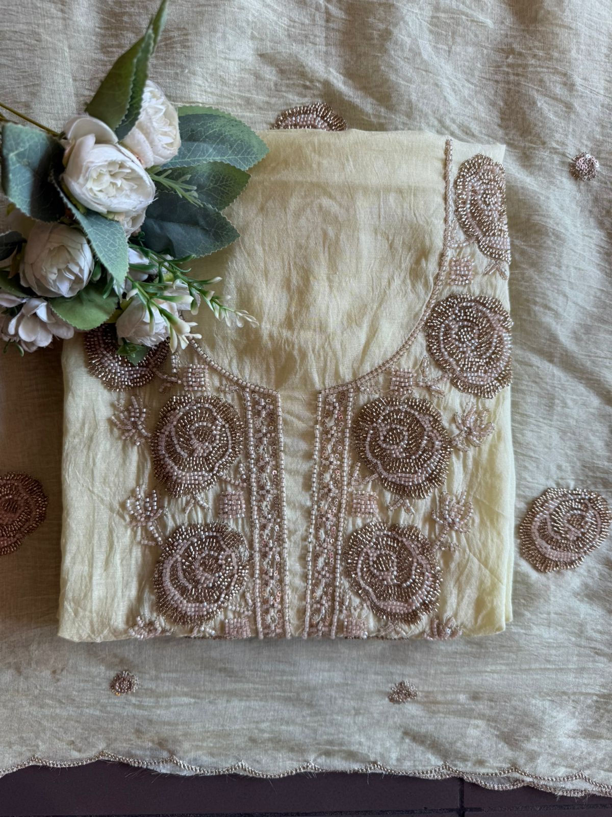 Hand-Embellished Unstitched Suit Set