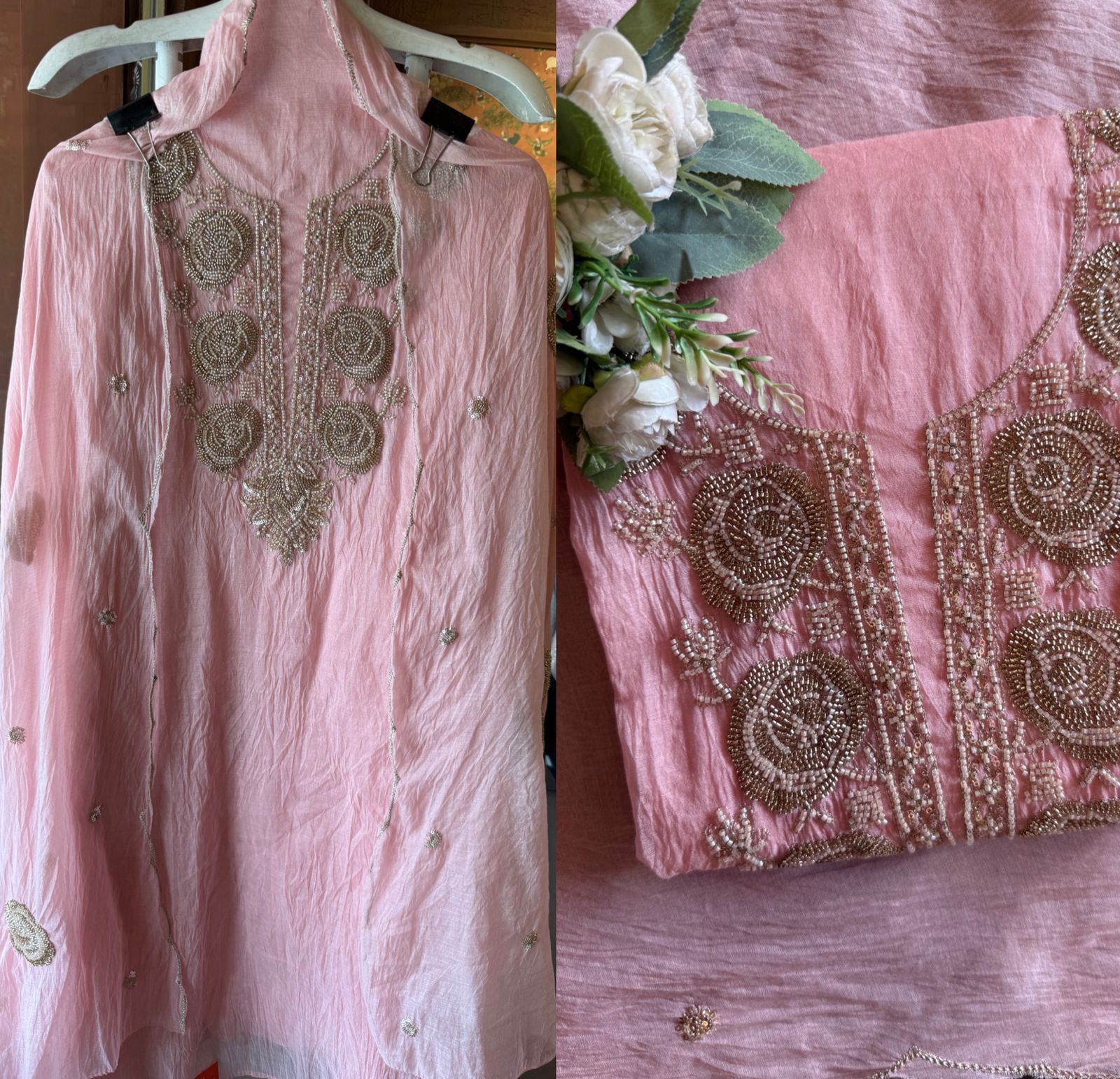 Hand-Embellished Unstitched Suit Set