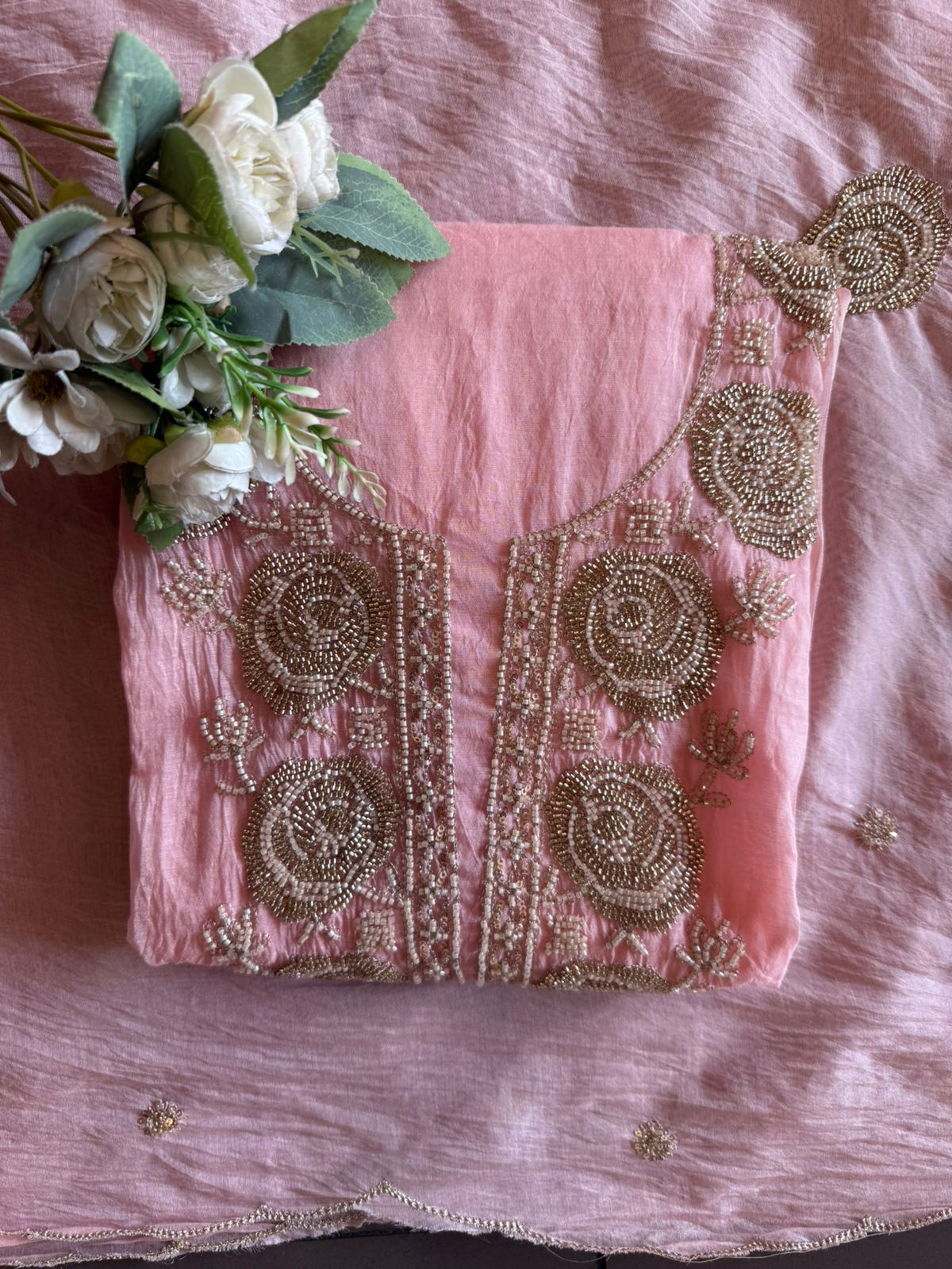 Hand-Embellished Unstitched Suit Set
