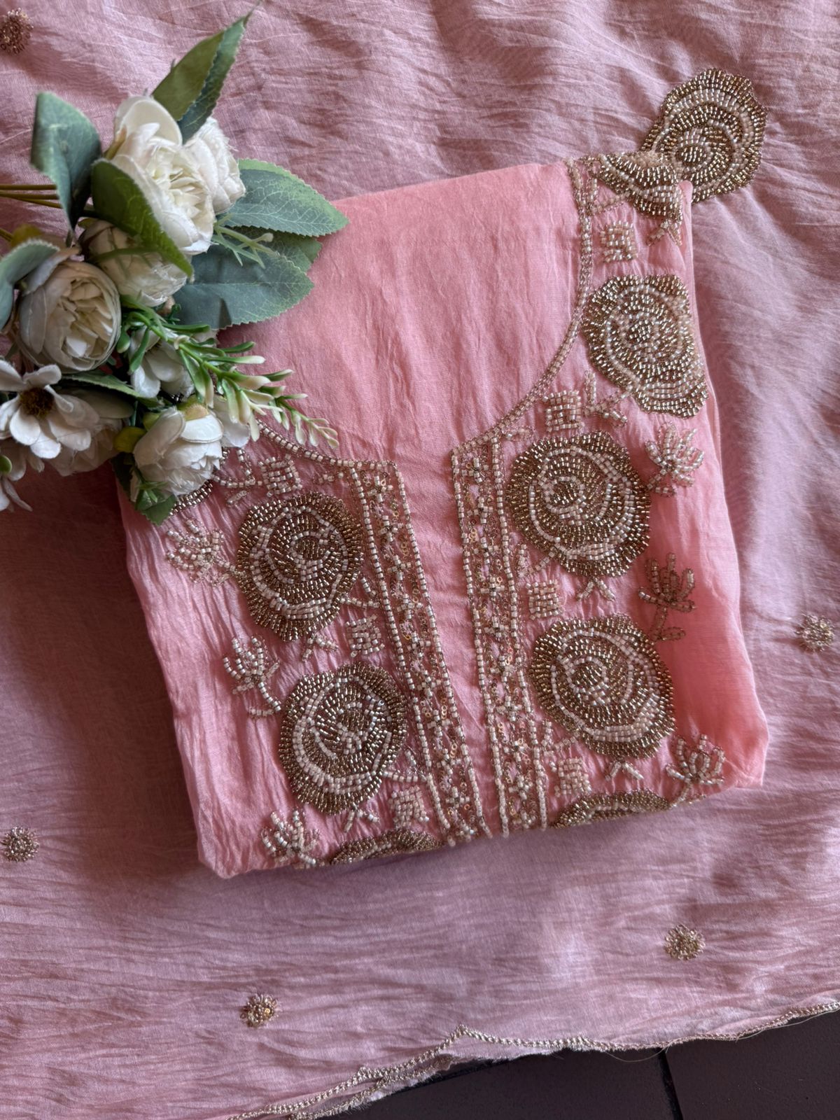Hand-Embellished Unstitched Suit Set