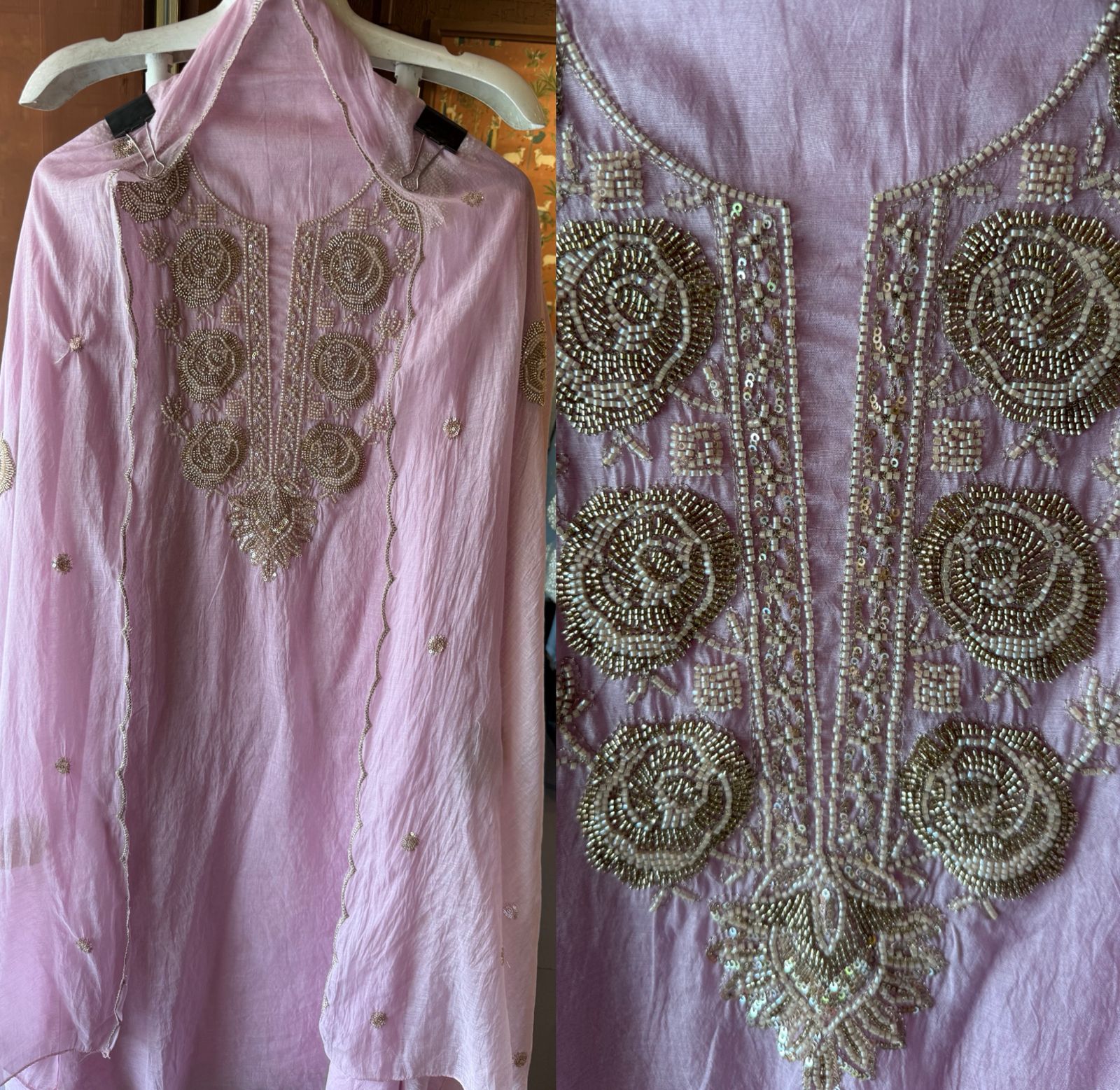 Hand-Embellished Unstitched Suit Set