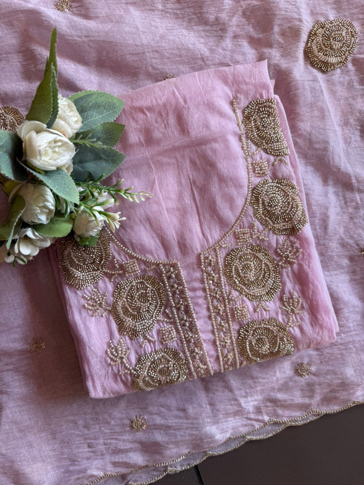 Hand-Embellished Unstitched Suit Set