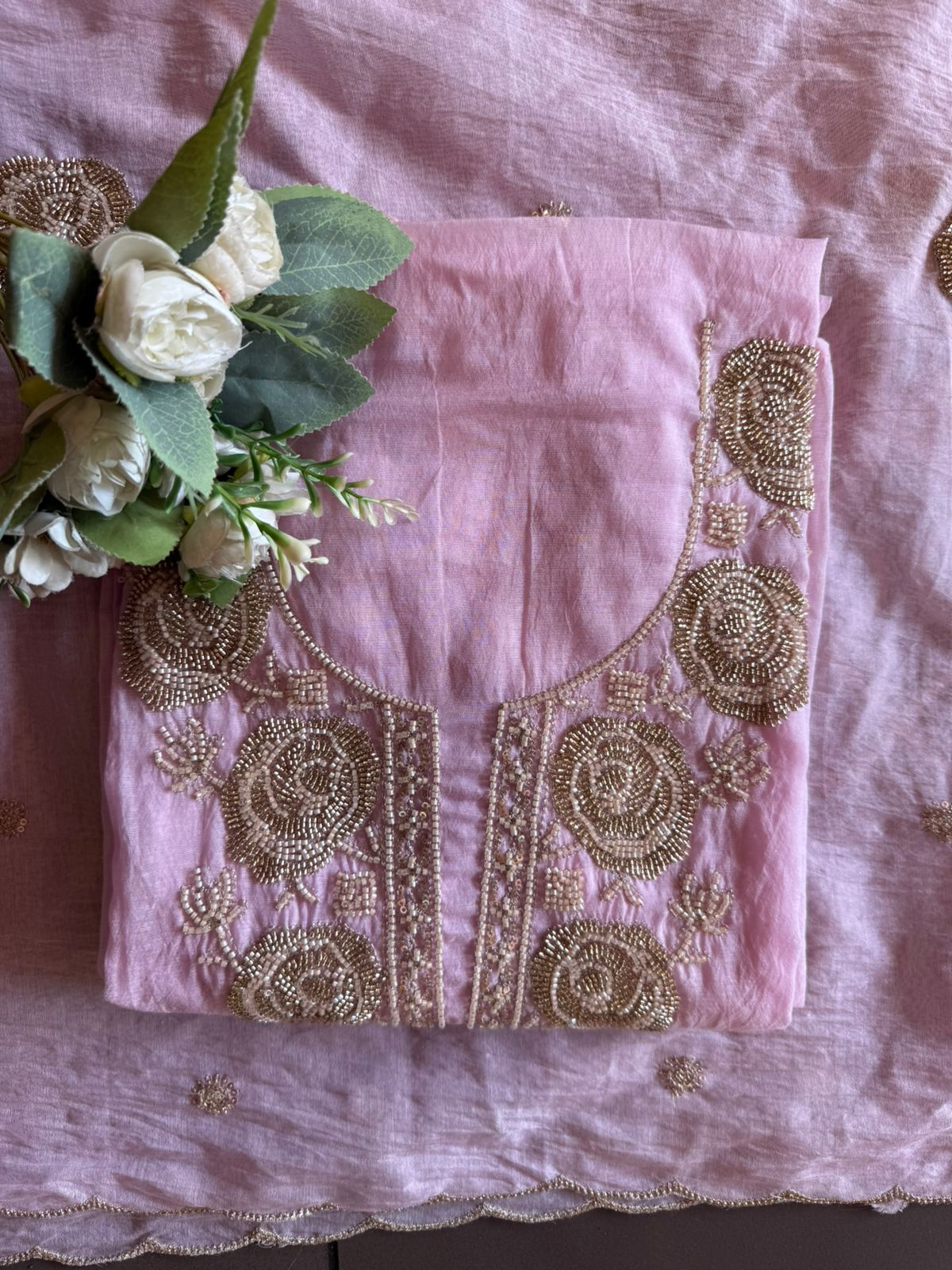 Hand-Embellished Unstitched Suit Set