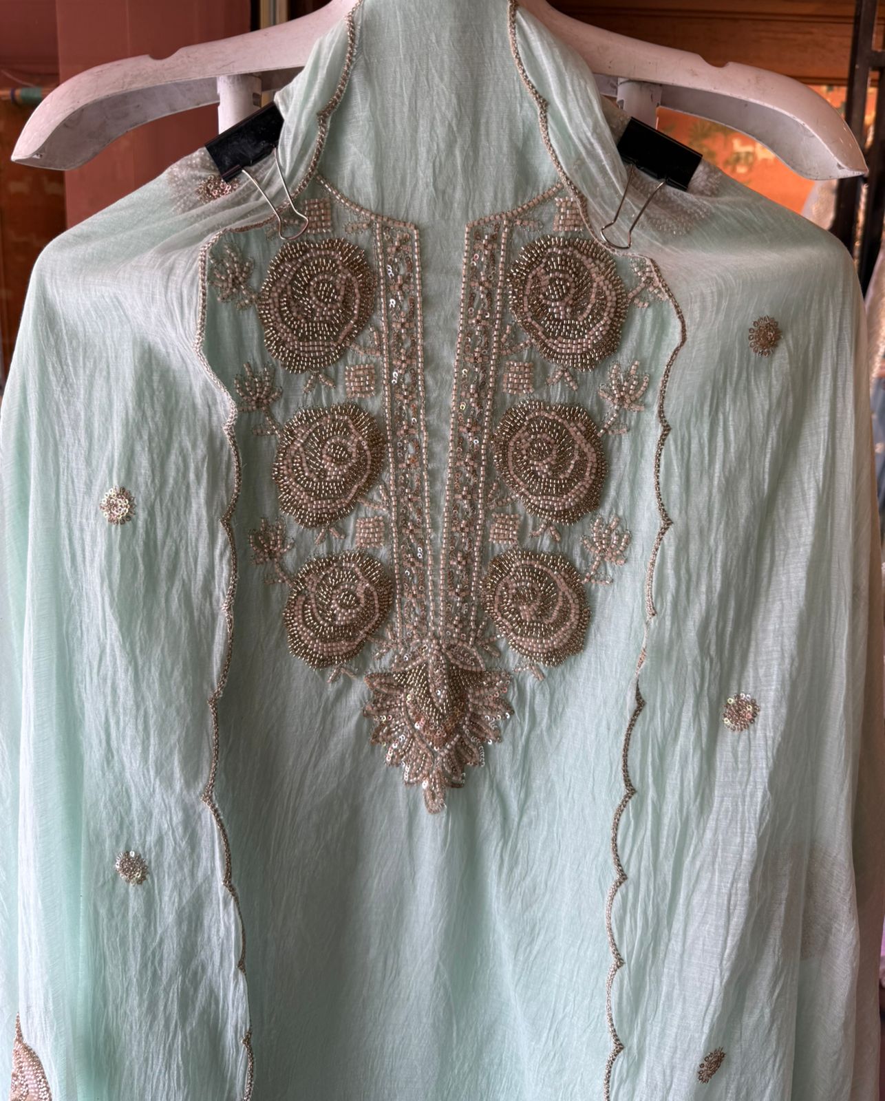 Hand-Embellished Unstitched Suit Set