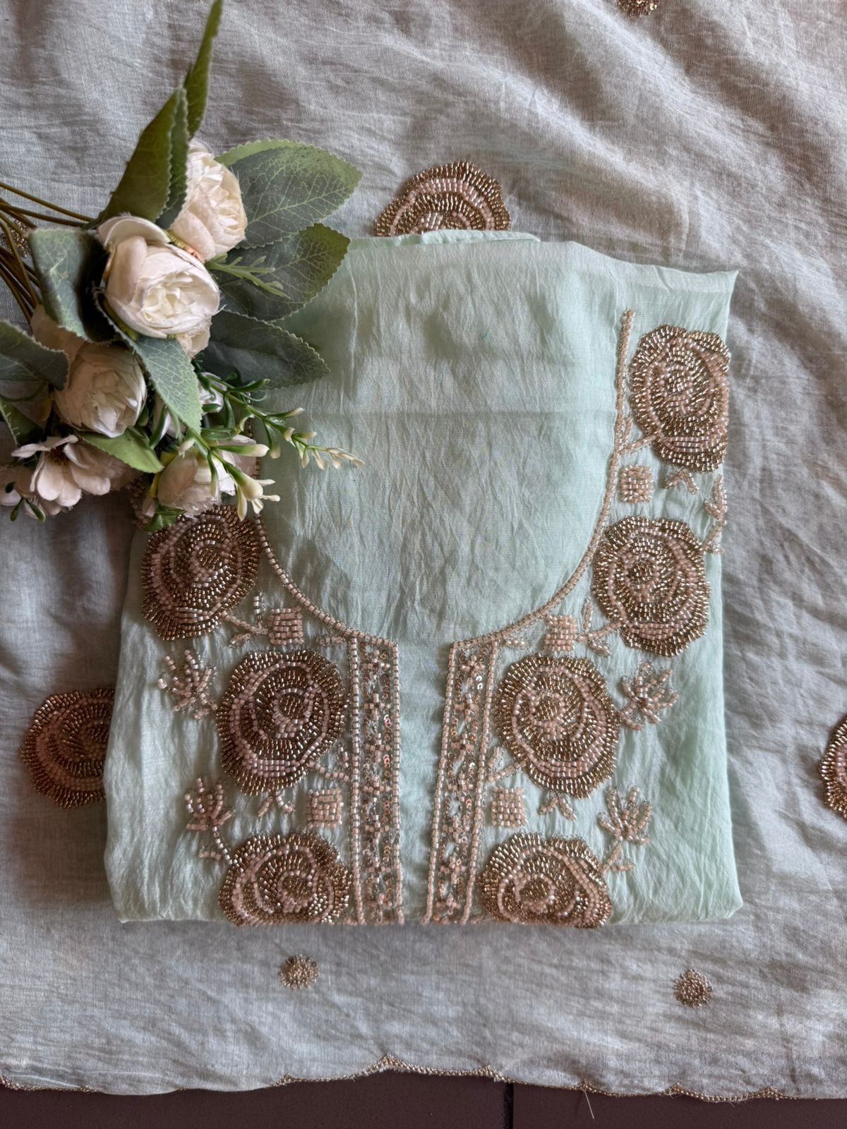 Hand-Embellished Unstitched Suit Set