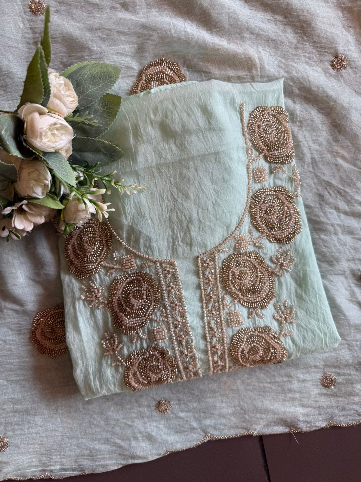 Hand-Embellished Unstitched Suit Set