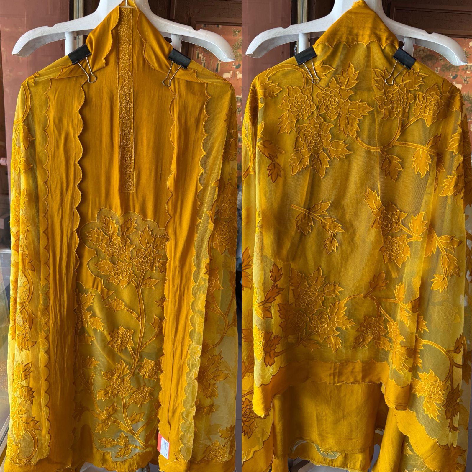 Soft organza unstitched Kurta