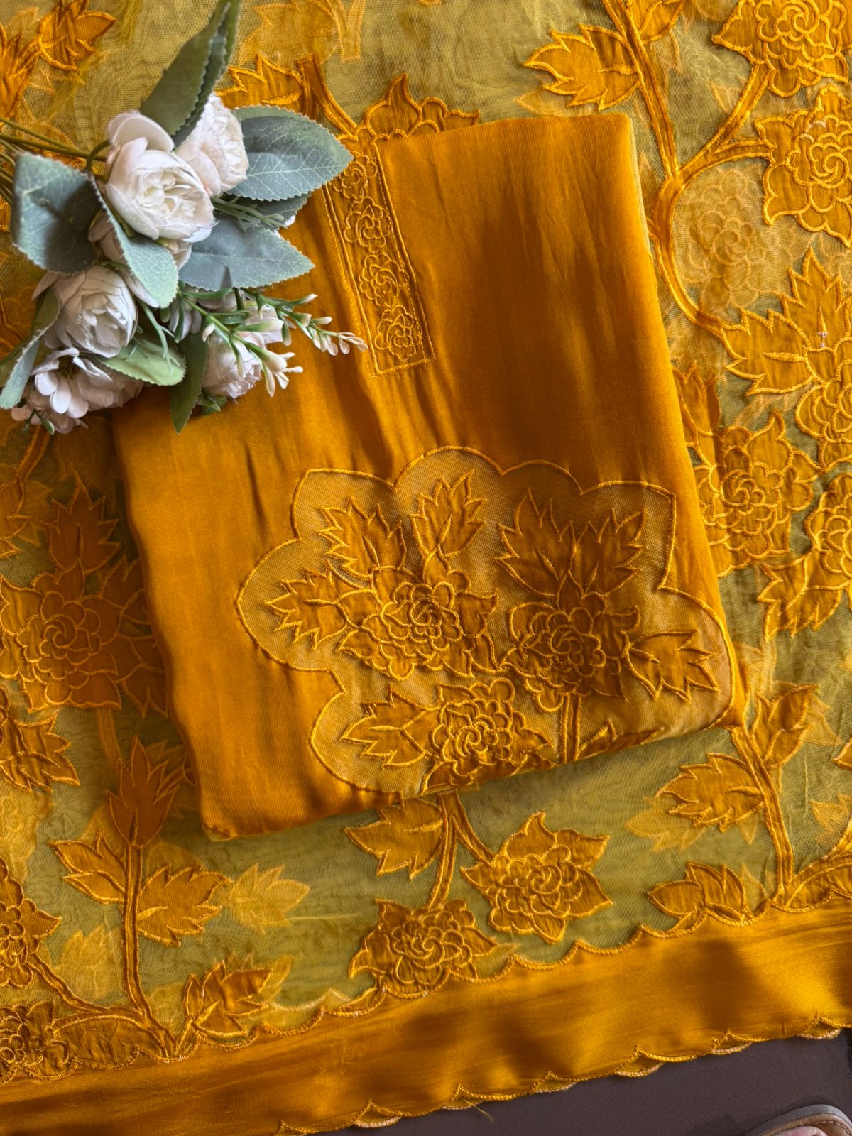 Soft organza unstitched Kurta