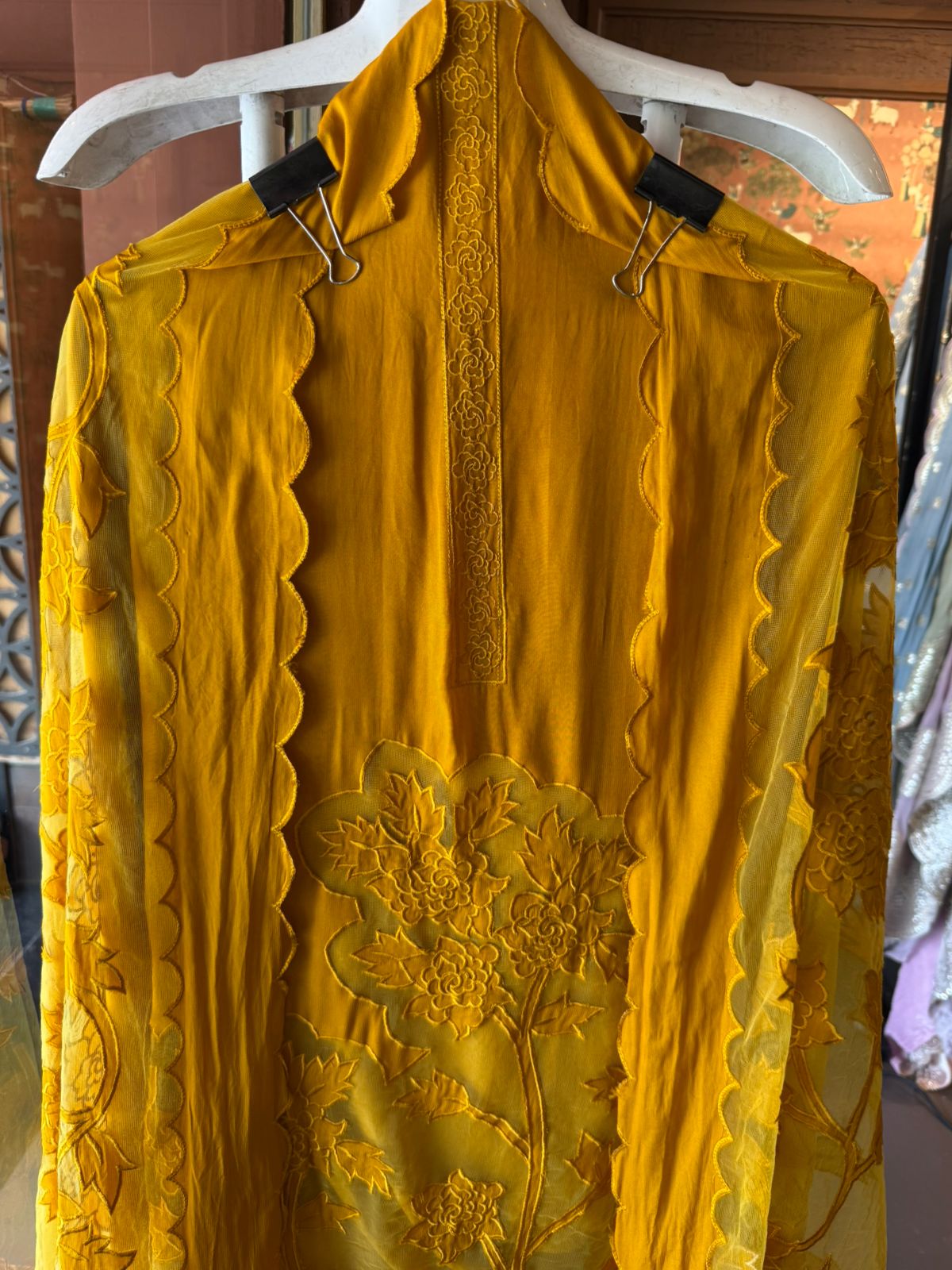 Soft organza unstitched Kurta