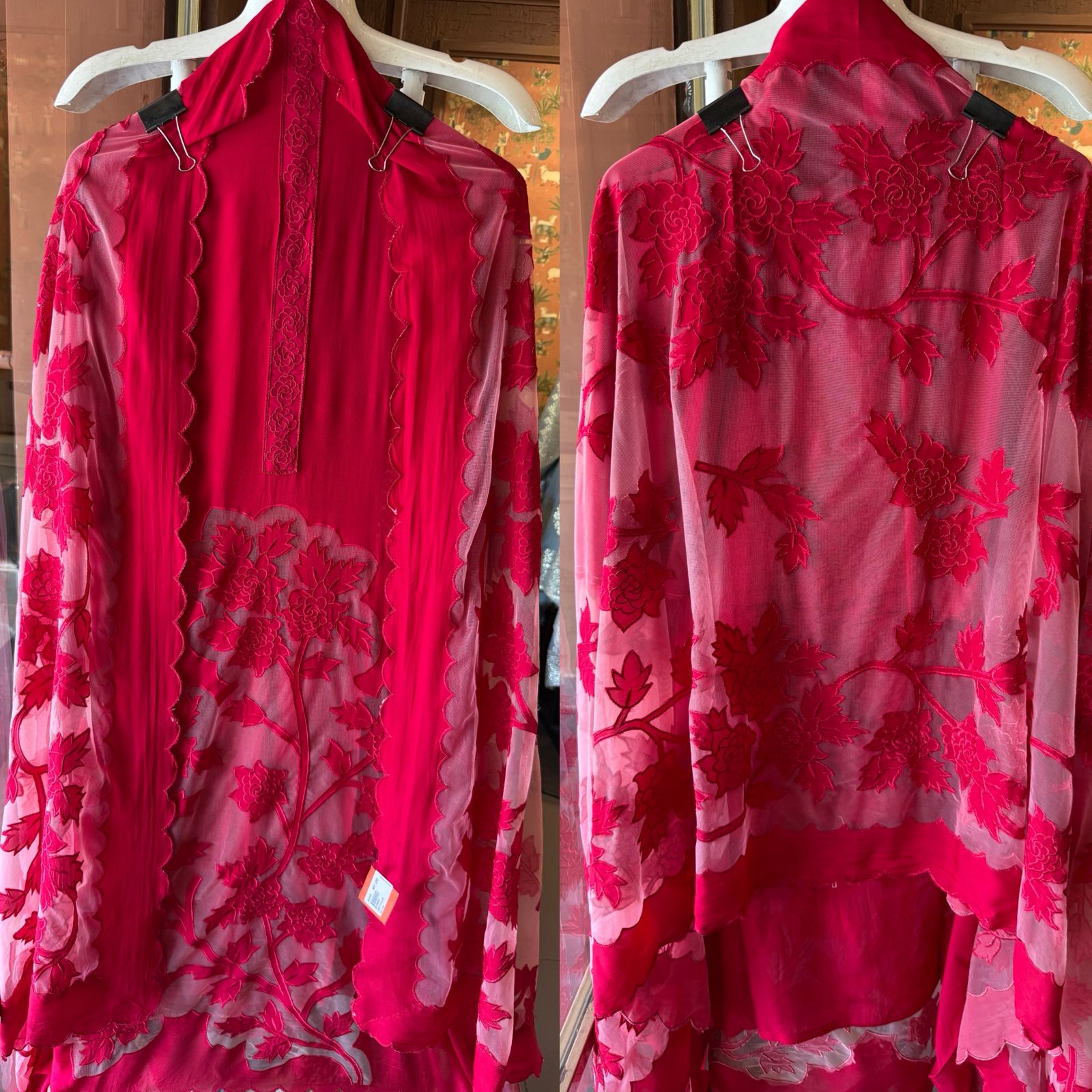 Soft organza unstitched Kurta