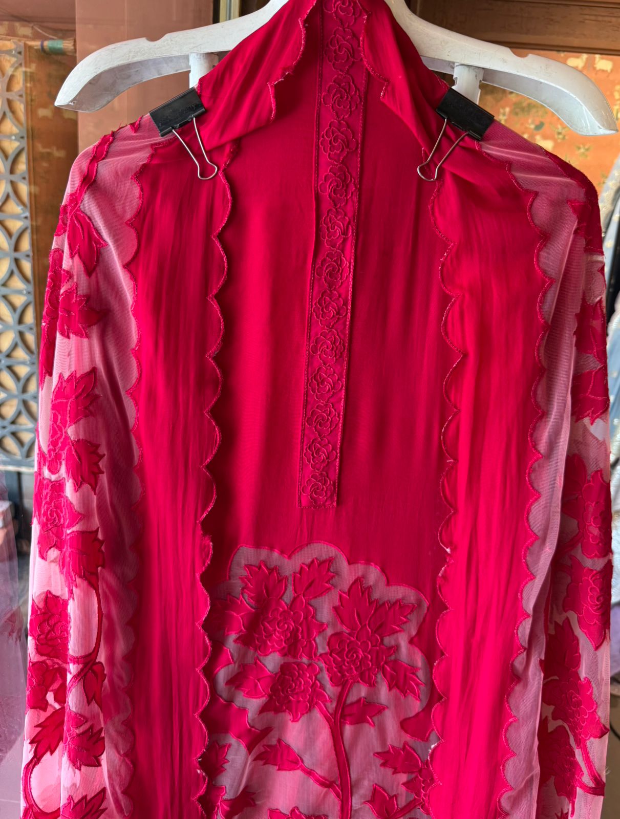 Soft organza unstitched Kurta