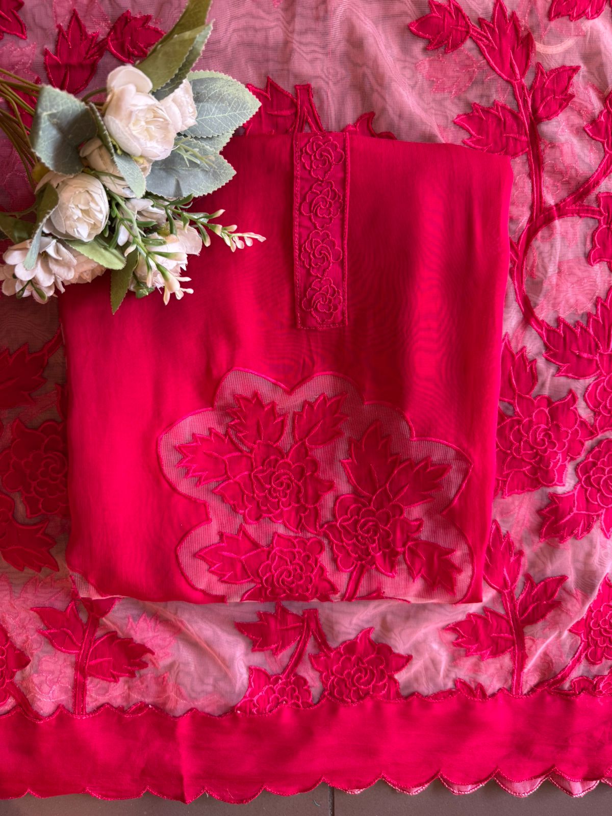 Soft organza unstitched Kurta
