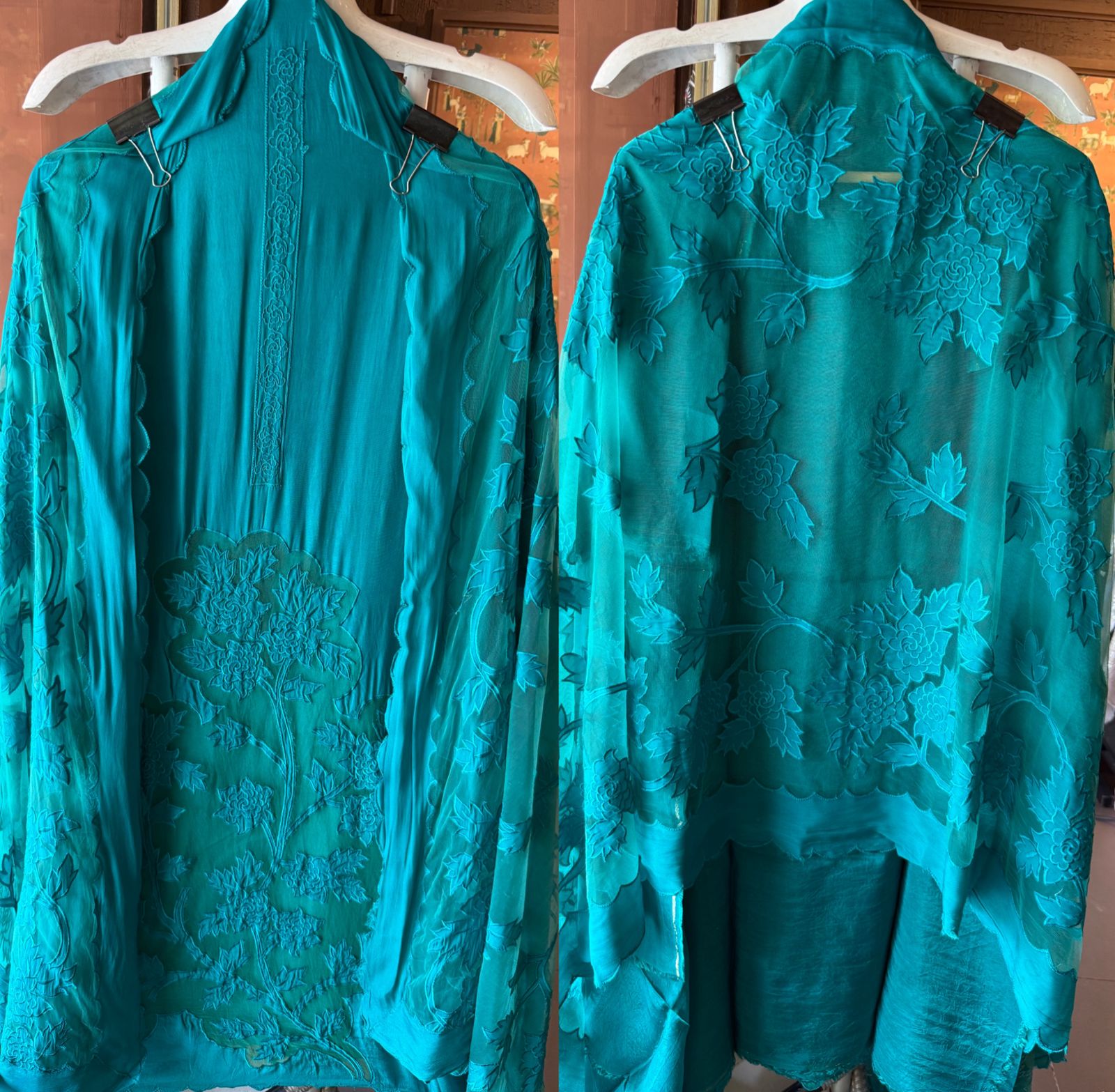 Soft organza unstitched Kurta