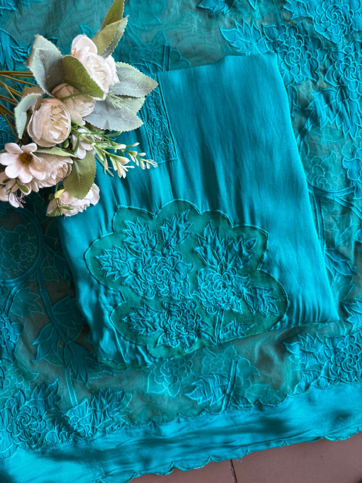 Soft organza unstitched Kurta