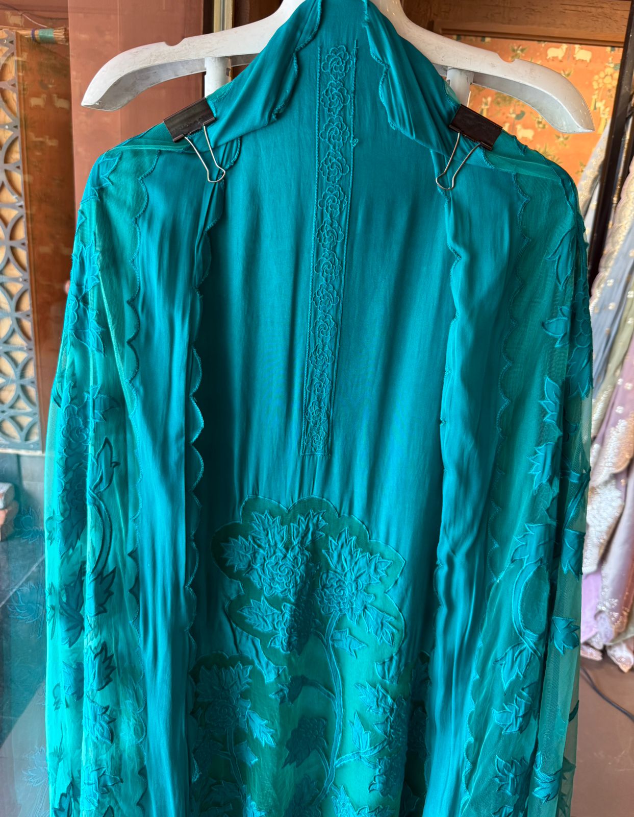 Soft organza unstitched Kurta