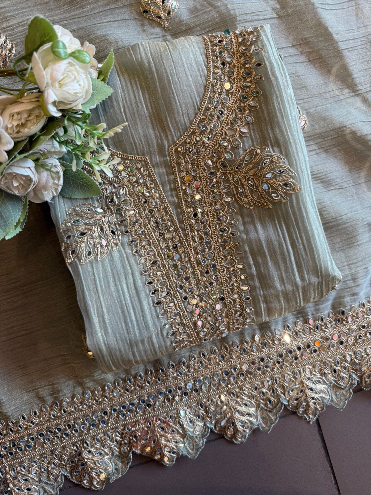 NEW DESIGNER SUIT SET WITH CUTWORK
