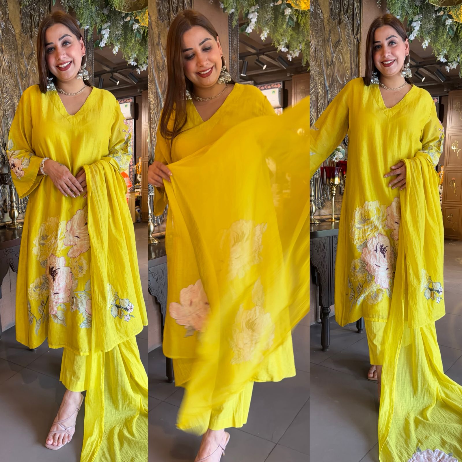 Floral Appliqué Kurta set