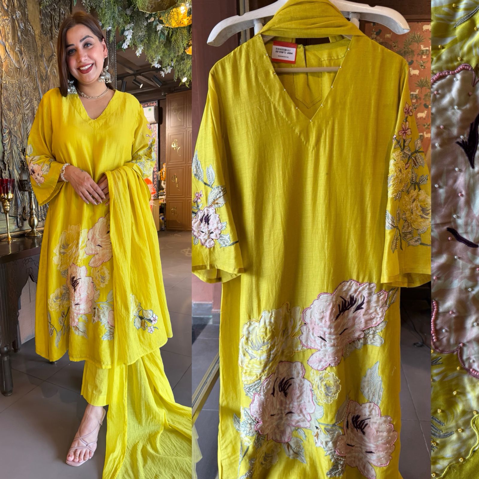 Floral Appliqué Kurta set