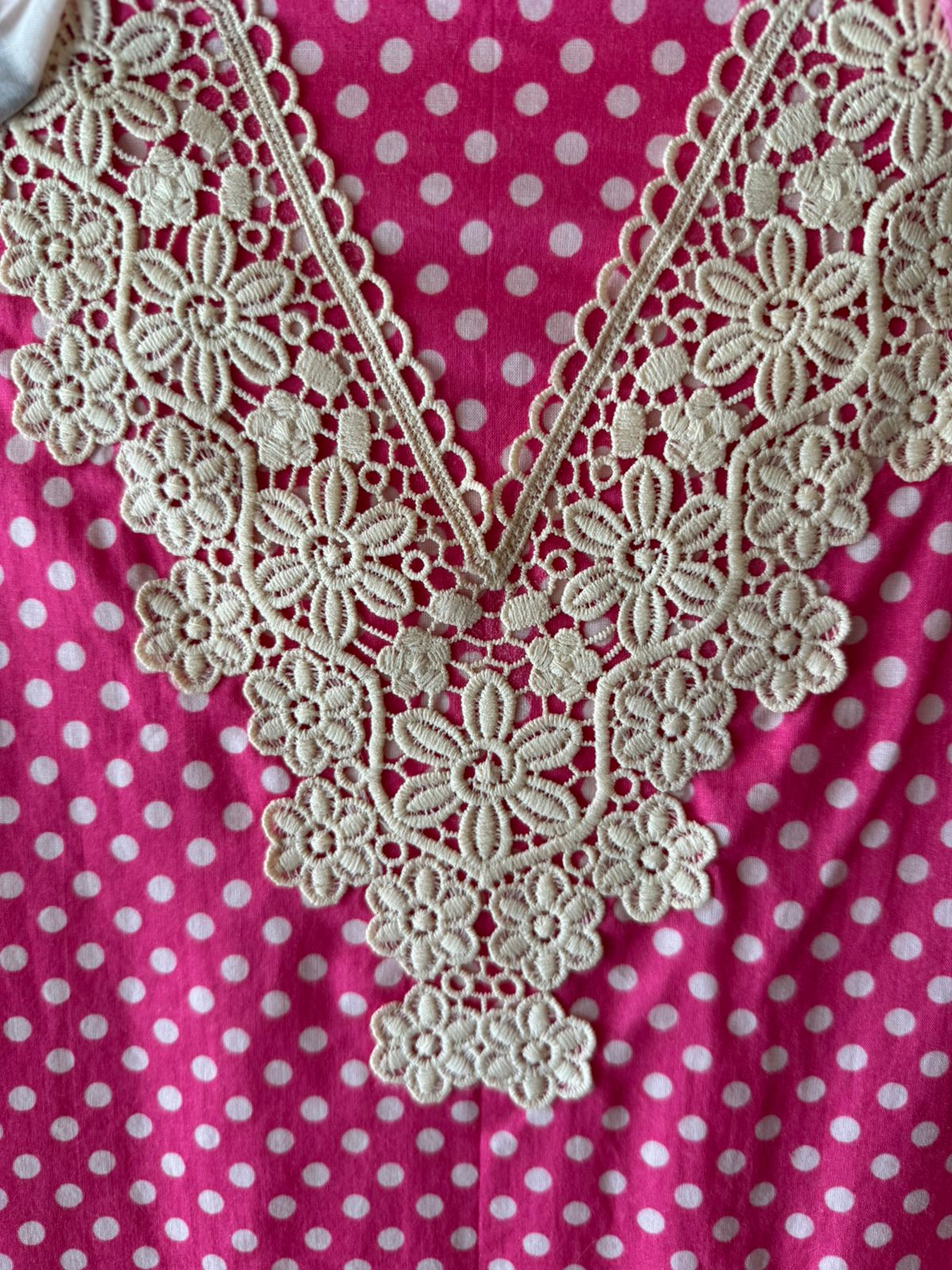 Polka Dots Suit set with floral Printed Dupatta