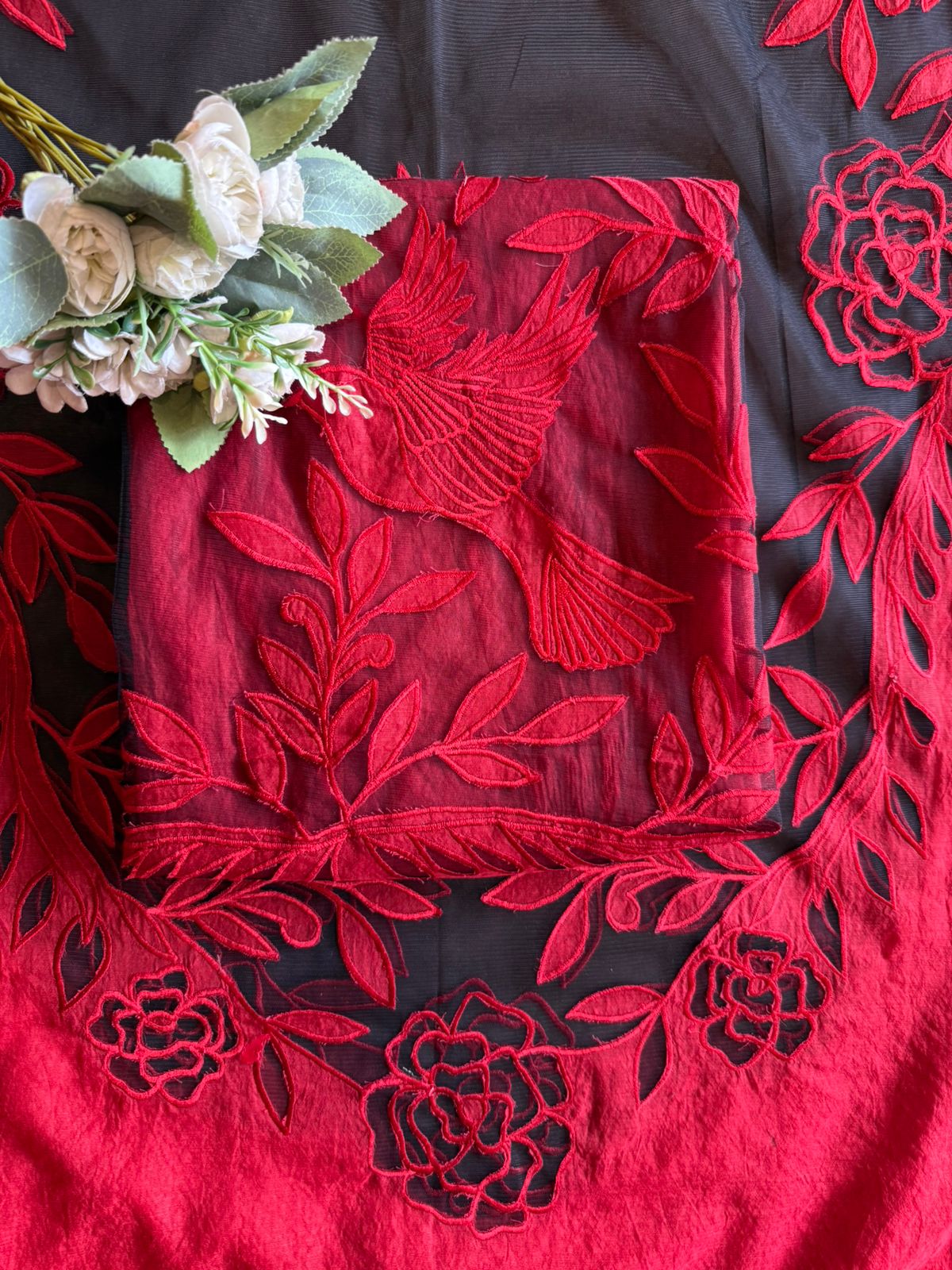 Designer Suit set With appliqué cutwork