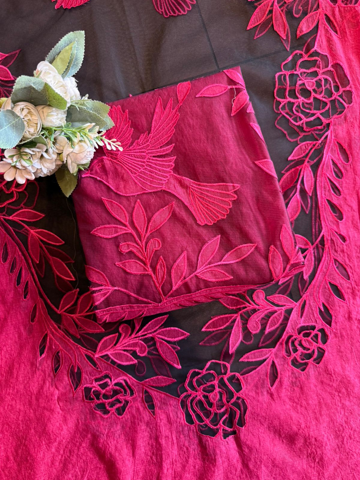 Designer Suit set With appliqué cutwork