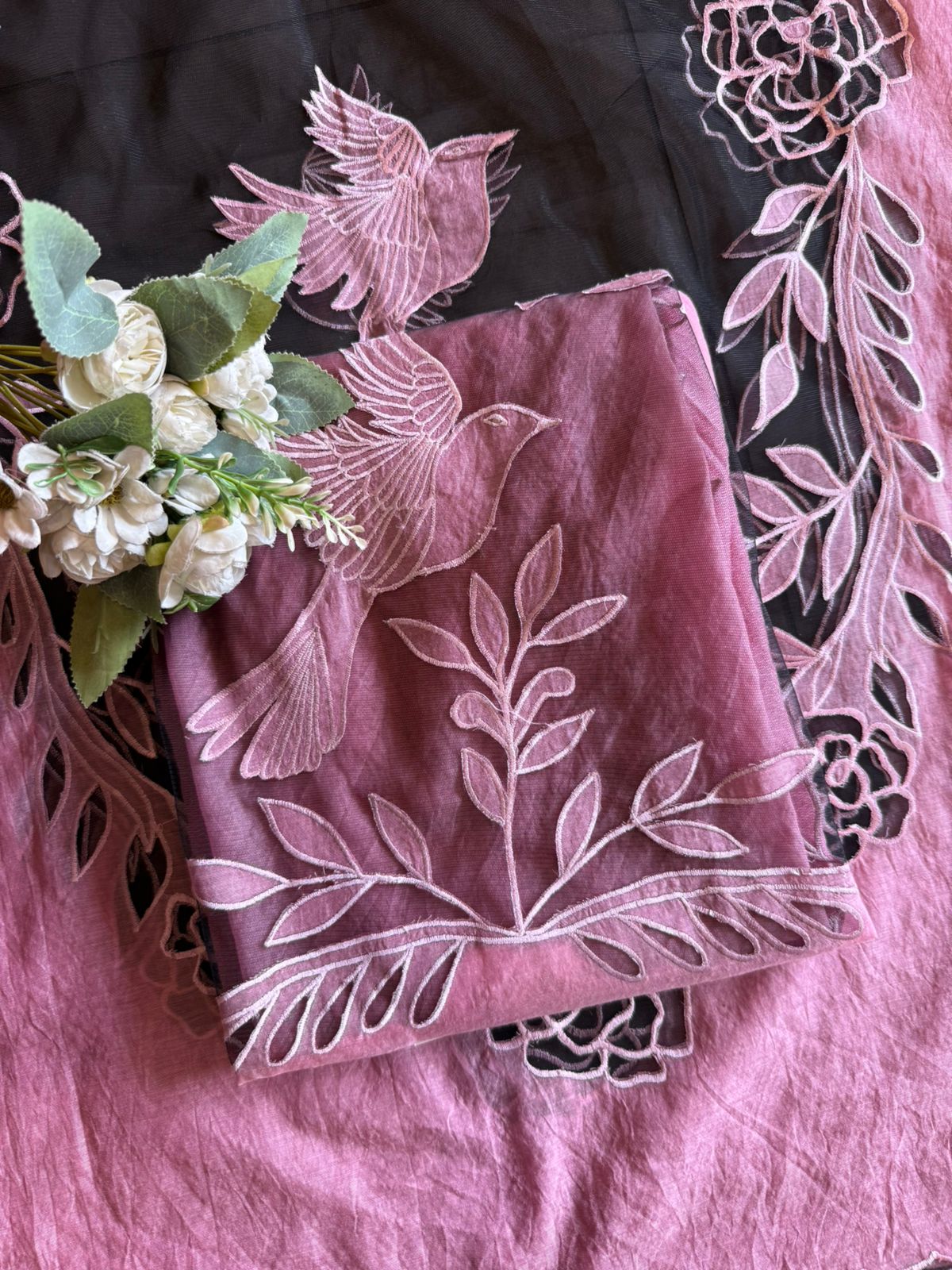 Designer Suit set With appliqué cutwork
