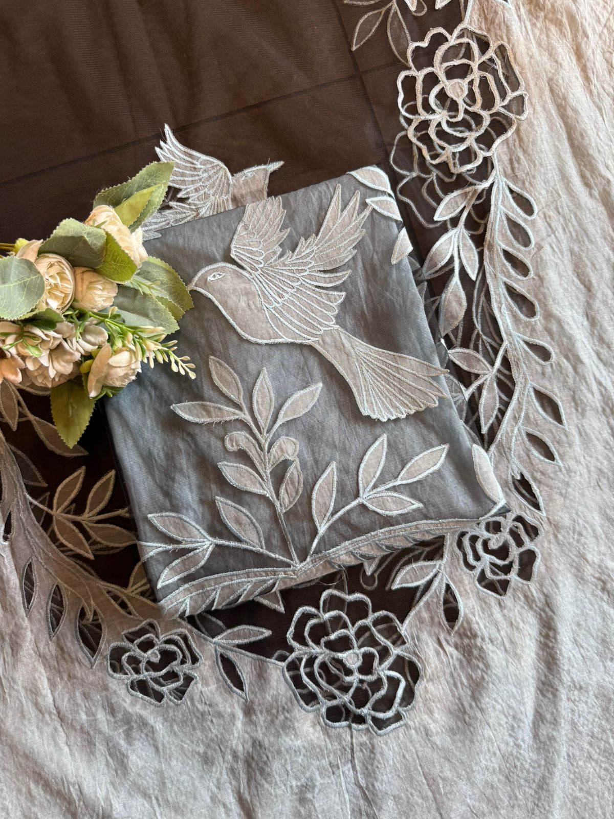Designer Suit set With appliqué cutwork