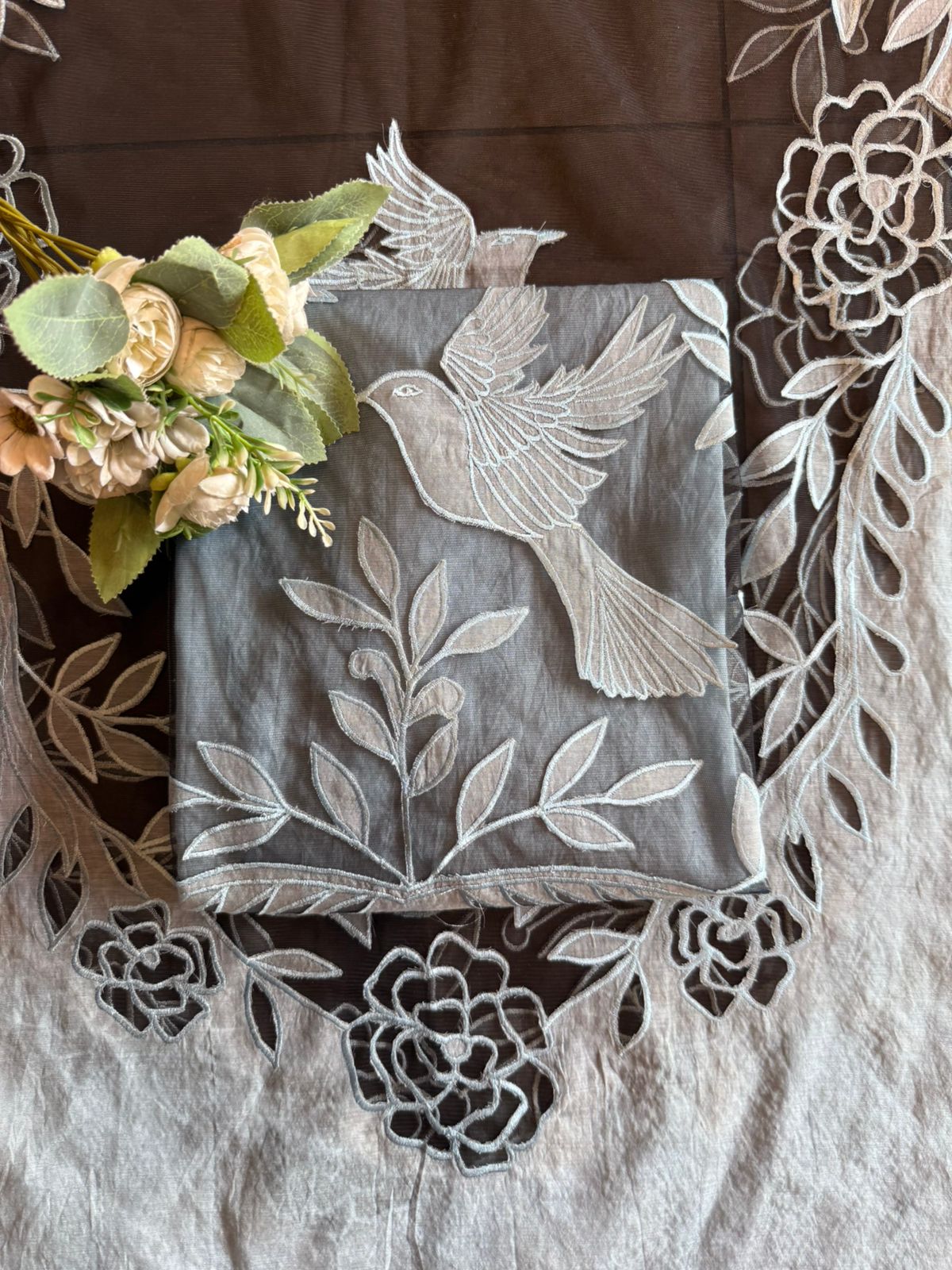 Designer Suit set With appliqué cutwork