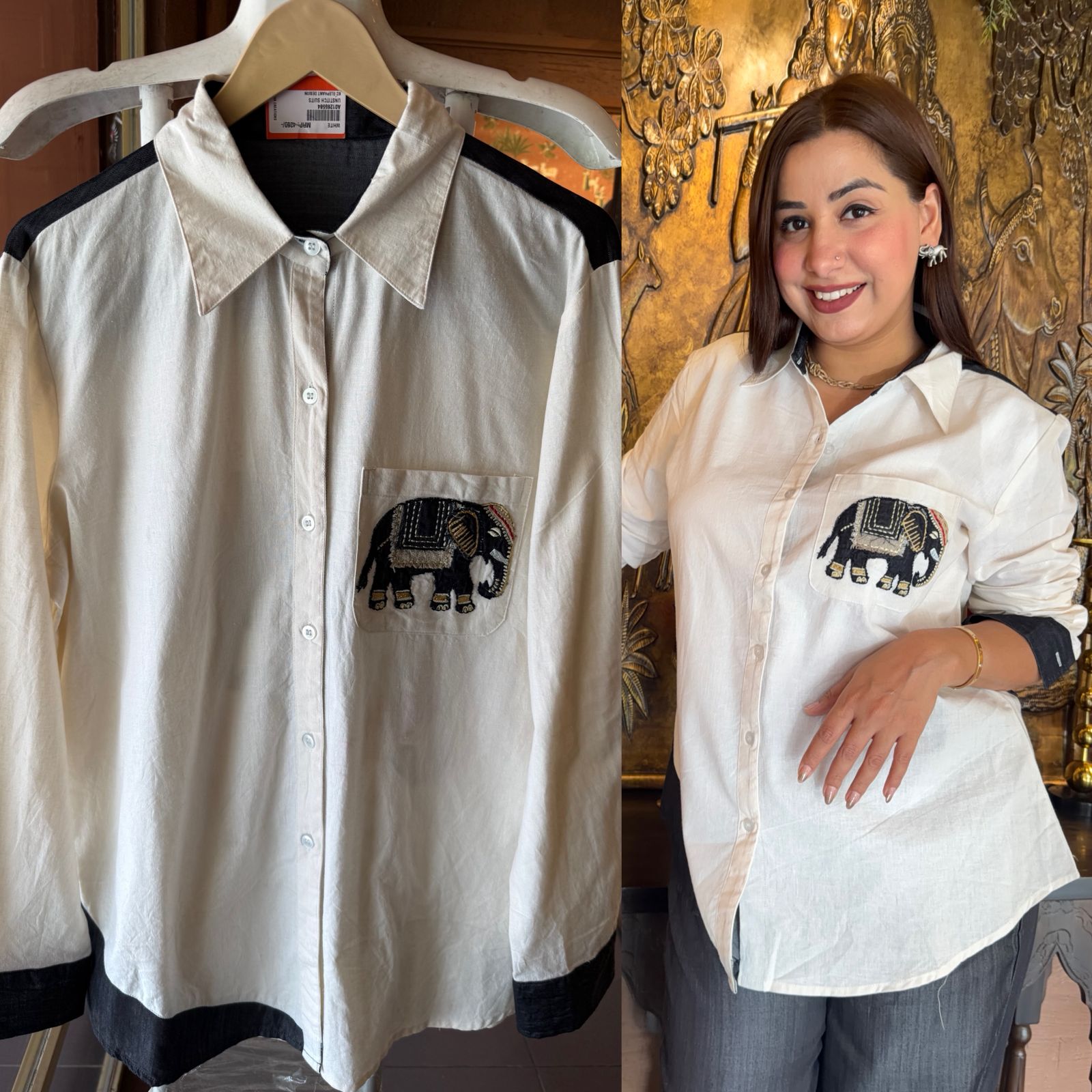 Handcrafted Elephant Appliqué patchwork Coord set