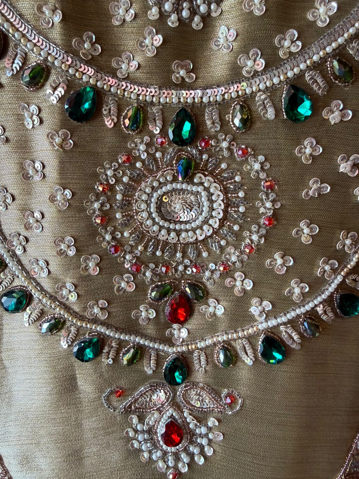Jewel Embellished Long dress on giraffe tissue
