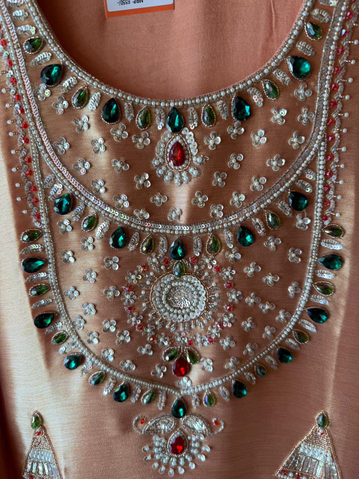 Jewel Embellished Long dress on giraffe tissue