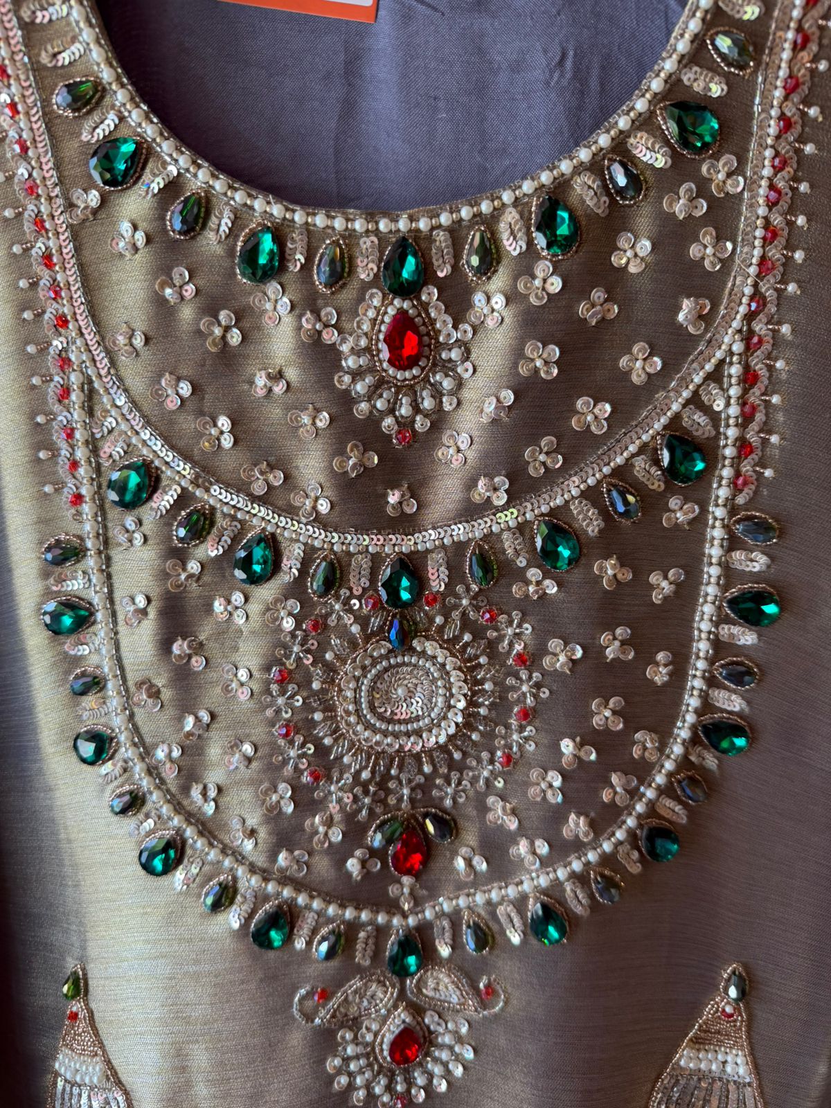 Jewel Embellished Long dress on giraffe tissue