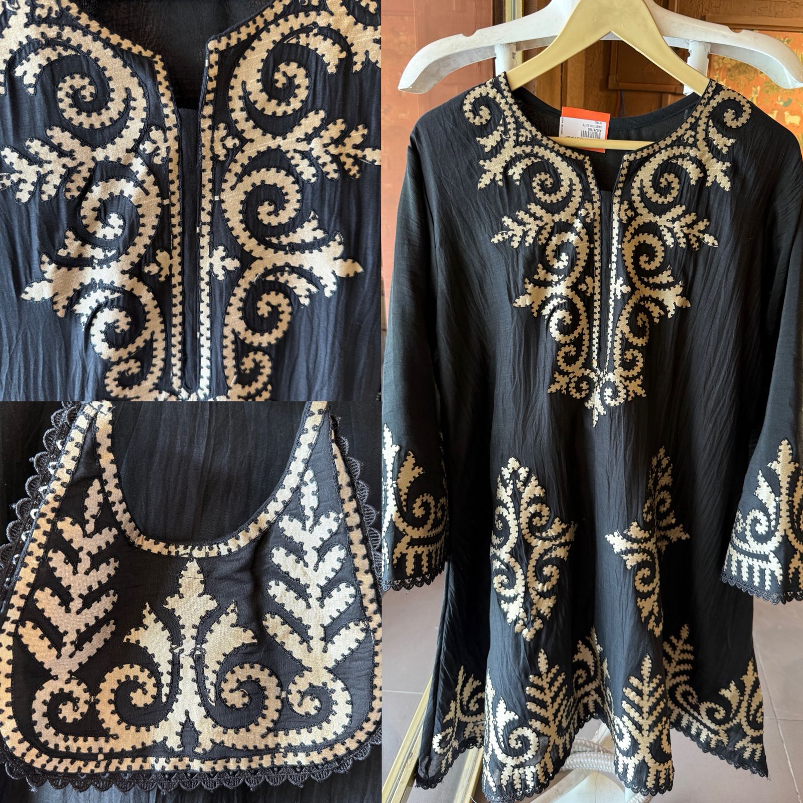 Kashmiri-Inspired Embroidered Kurta Set with Purse